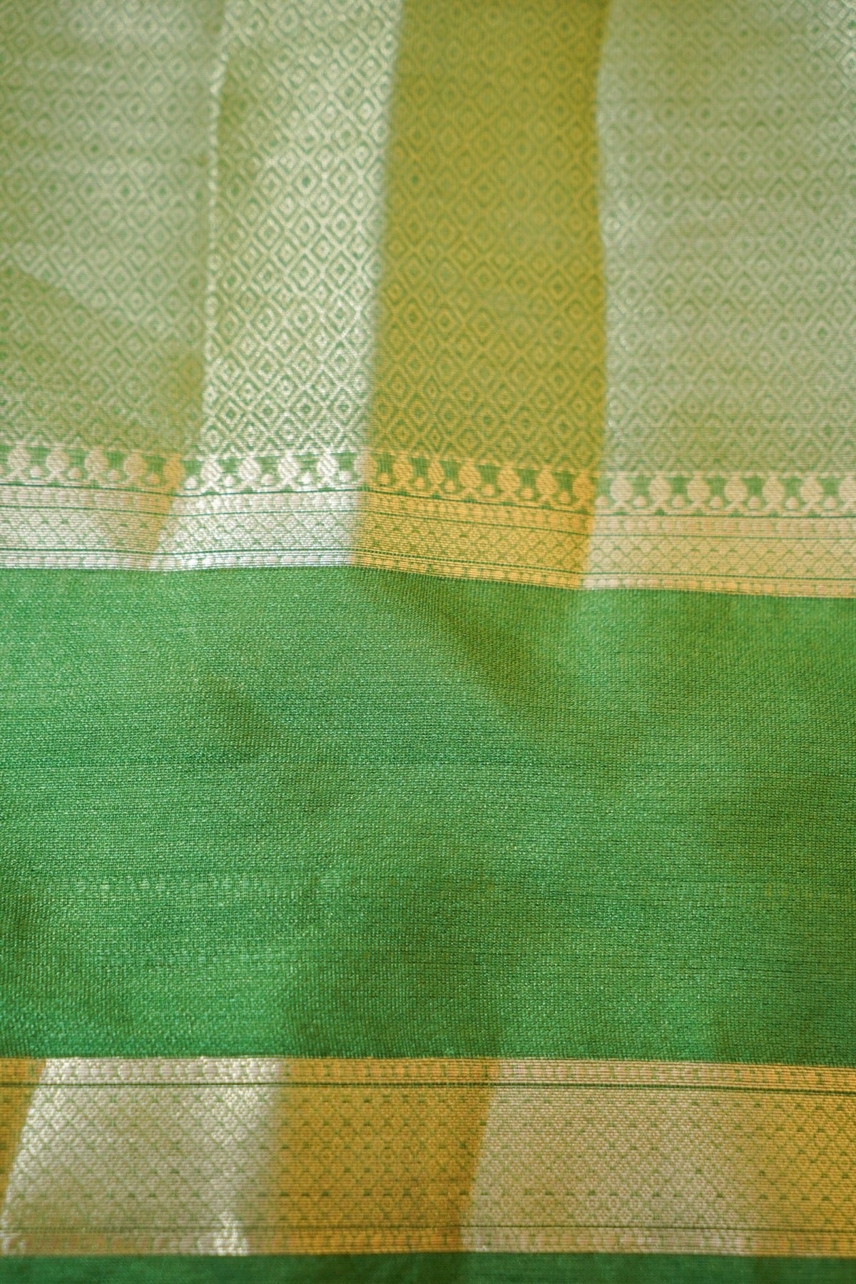 Emerald Green Worm Silk Saree with Gold Zari Detailing