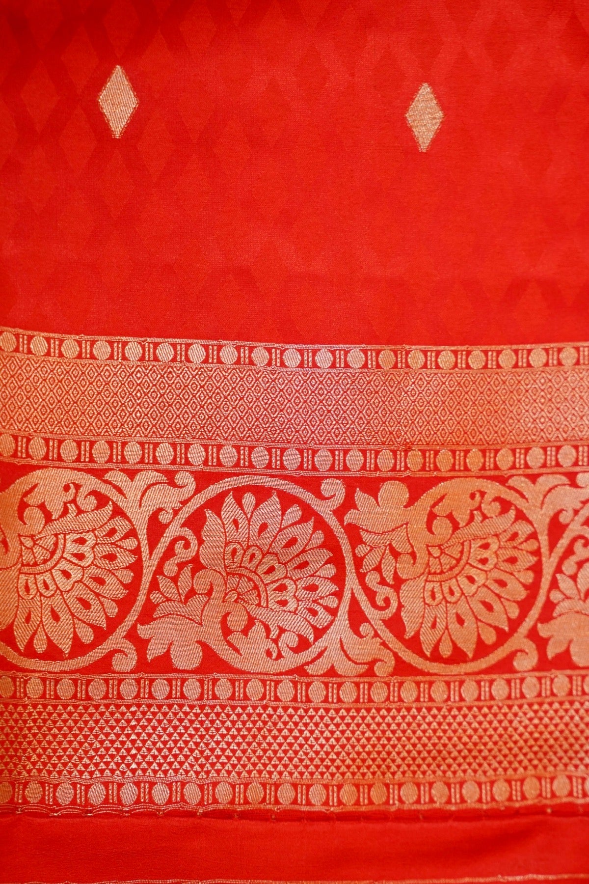 Classic Ivory Satin Mashru Silk Saree with Red Border