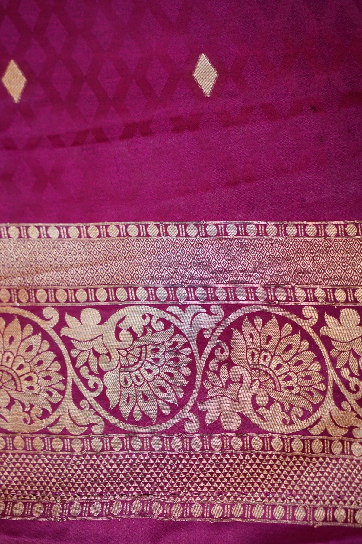 Classic Bottle Green Satin Mashru Silk Saree with Purple Border