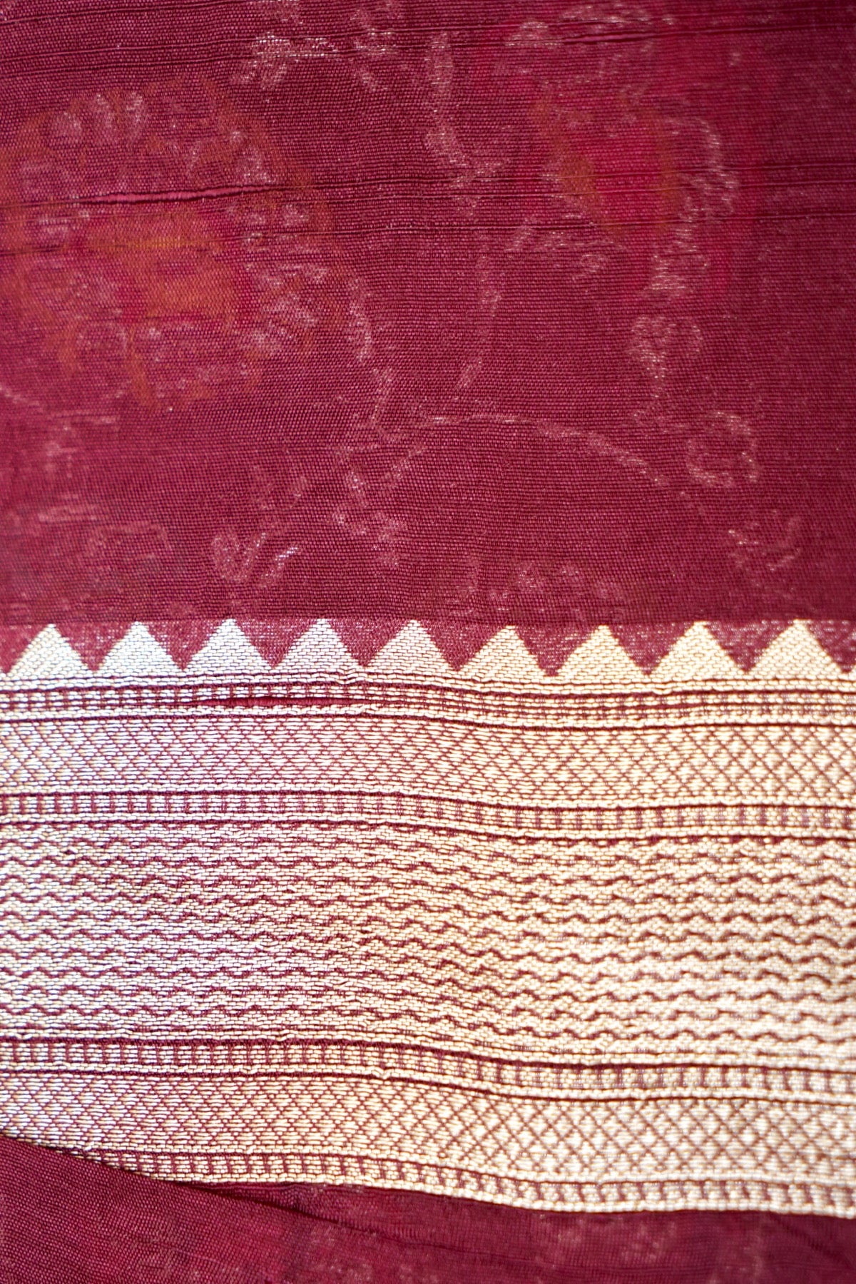Mauve Pink Raw Silk Polka Dot Saree with Floral Border