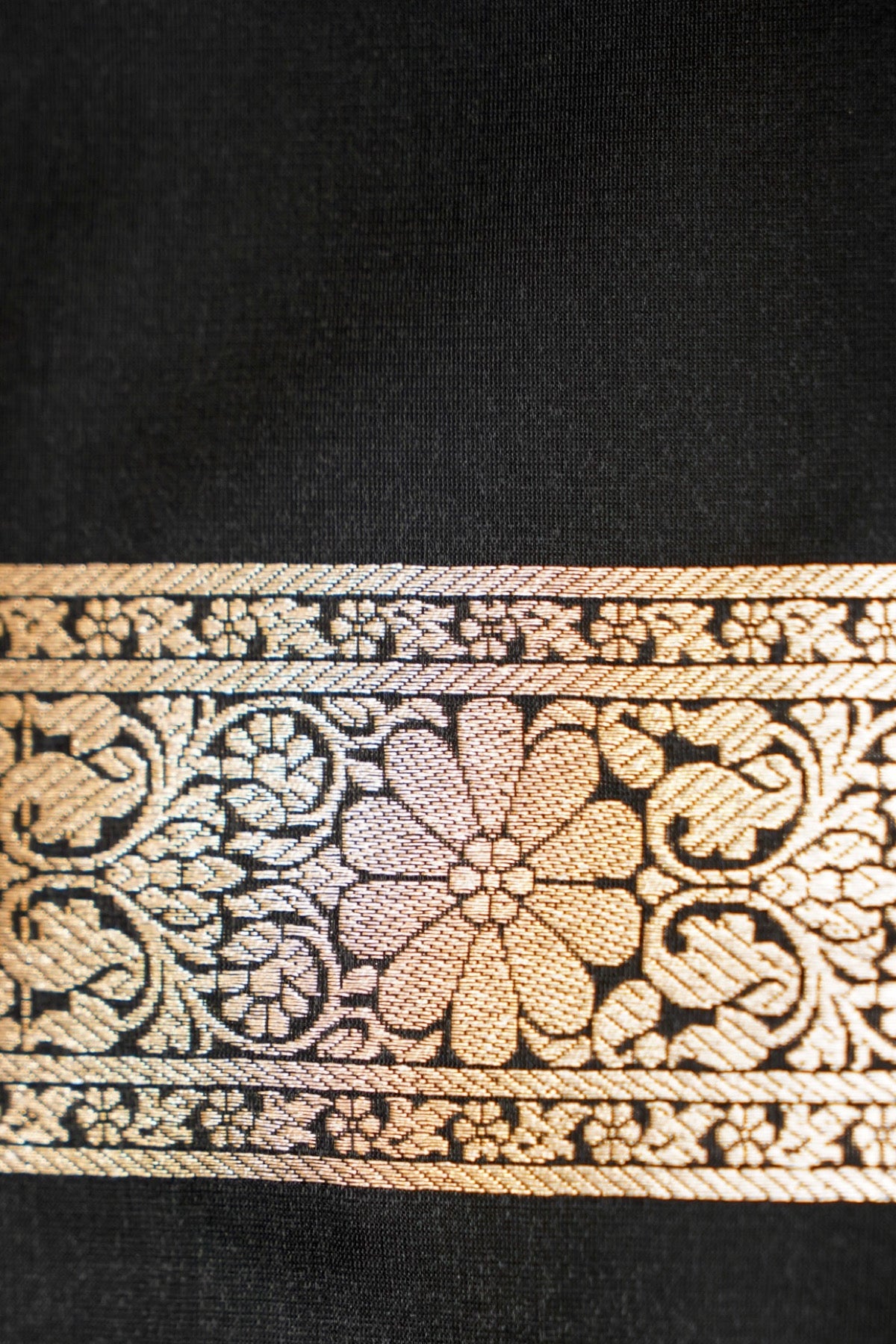 Royal Black Banarasi Silk Saree with Golden Zari Weave