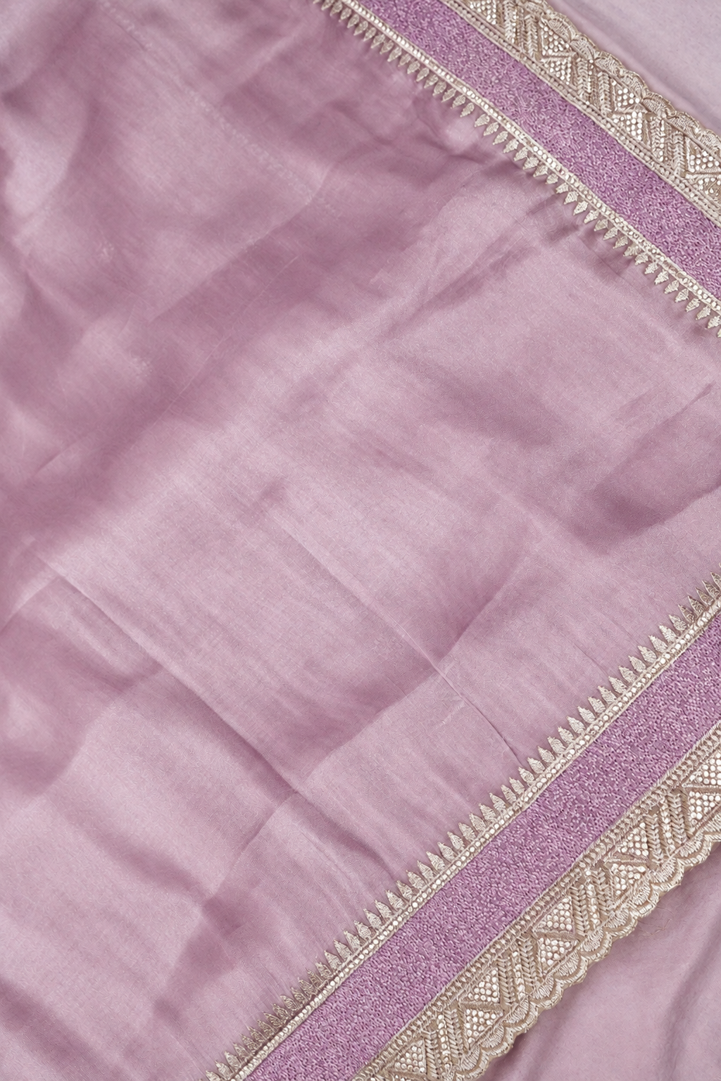 Rhinestone Border Designer Tissue Saree in Lilac