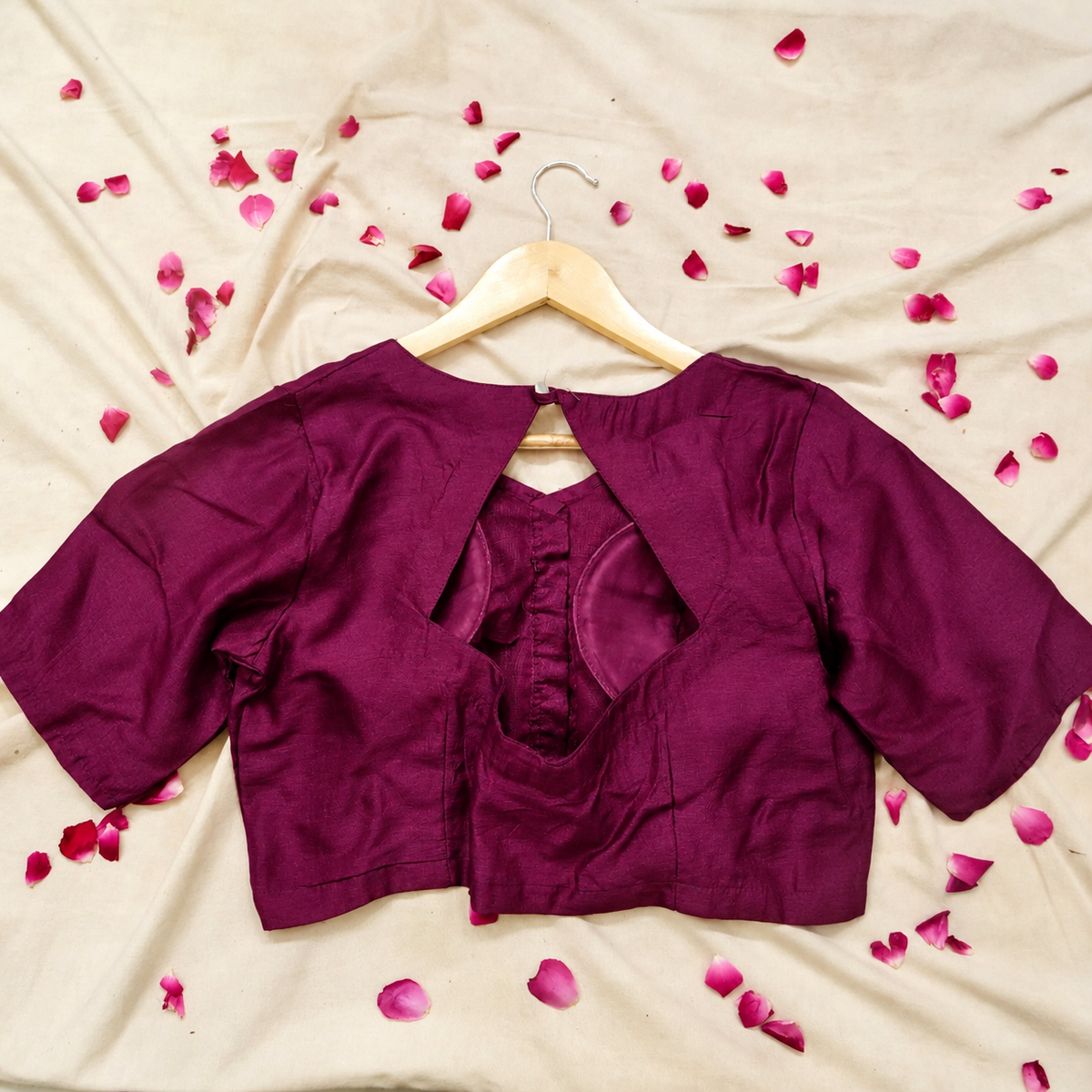 Royal Purple Floral Zari Chiffon Saree with Stitched Blouse
