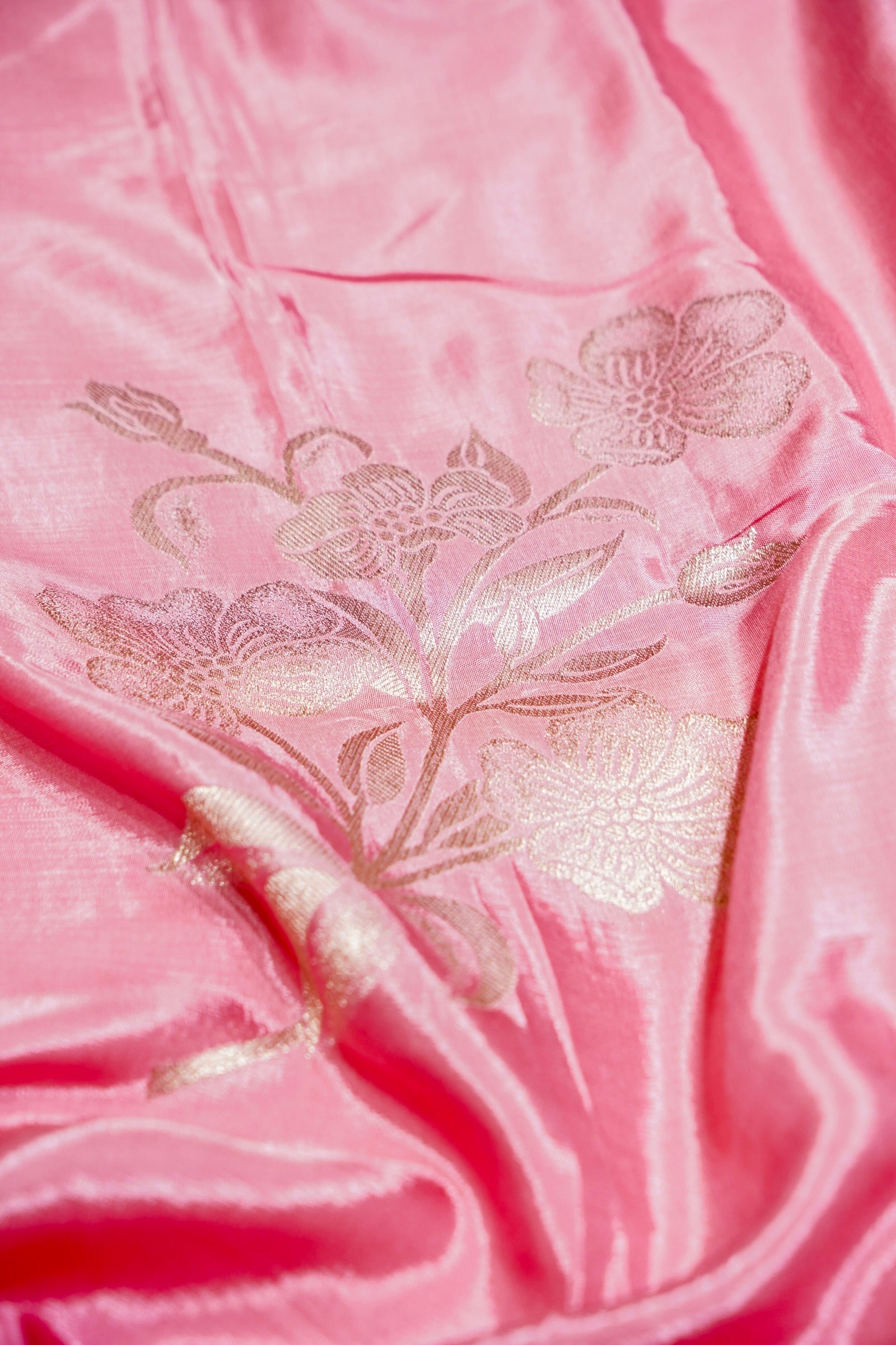 Blush Pink Crepe Silk Saree with Ruby Red Border