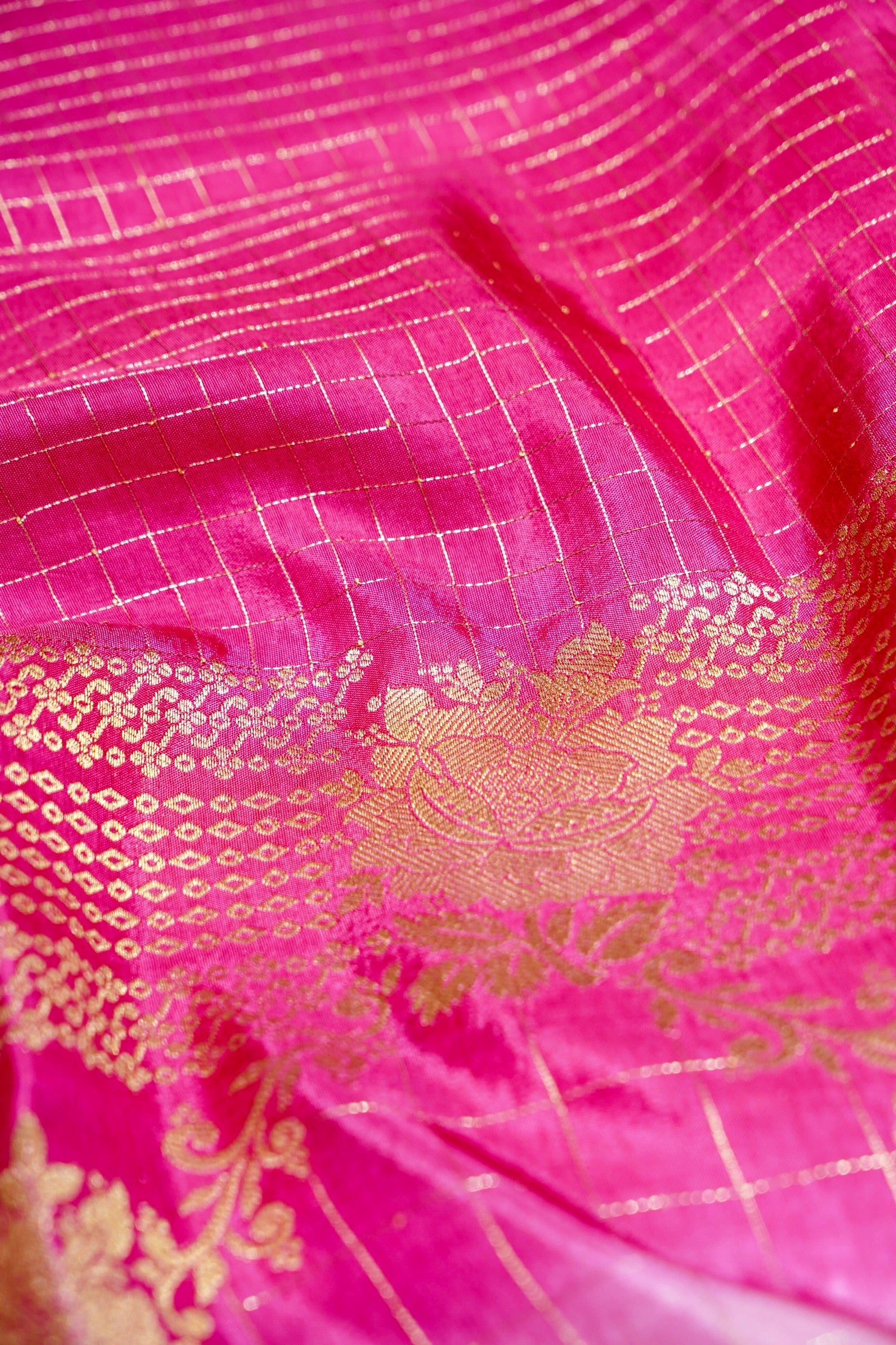 Blush Pink Dola Banarasi Silk Saree with Gold Zari Border
