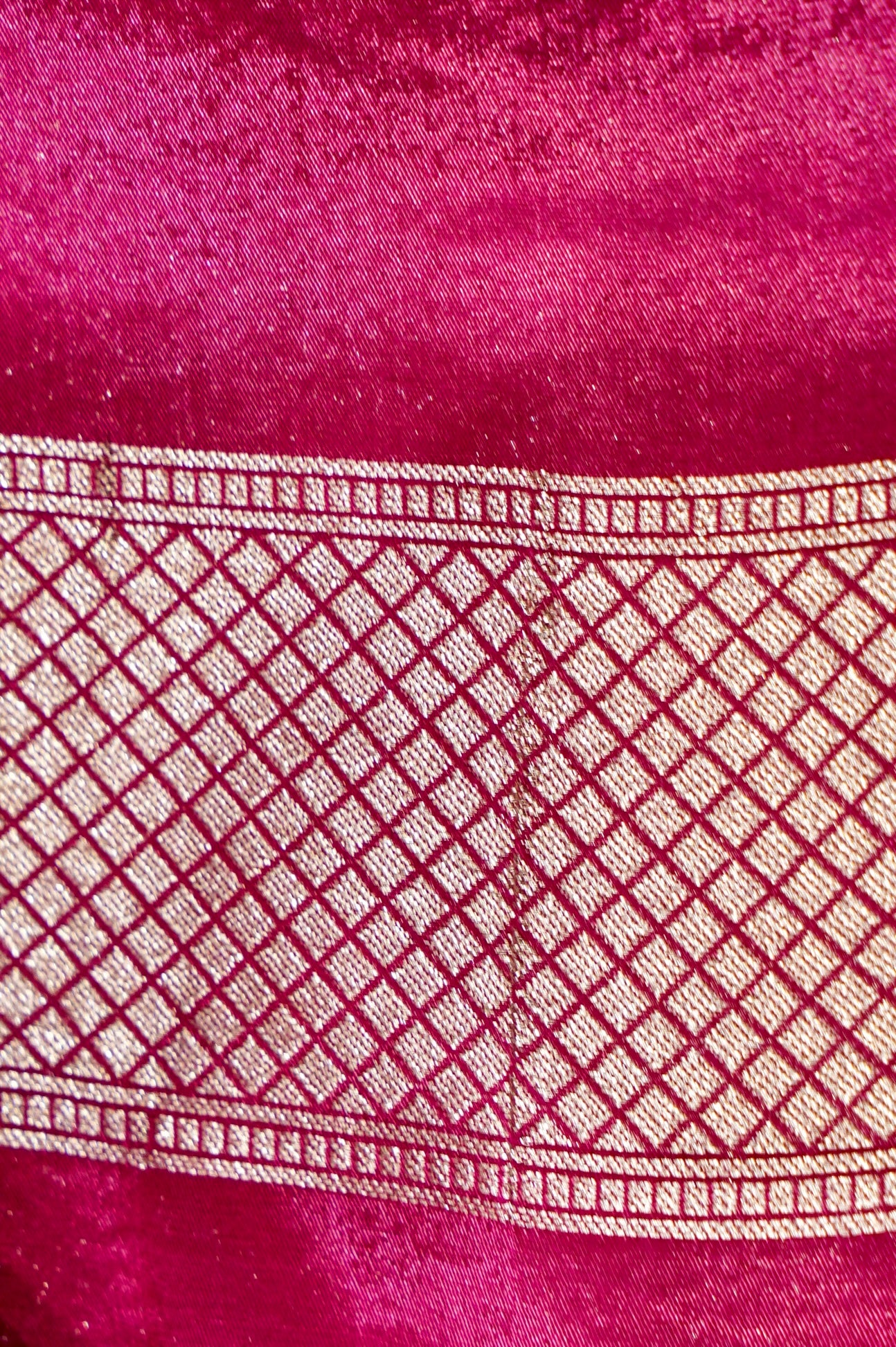 Cobalt Blue Dupion Banarasi Silk Saree with Rani Pink Border