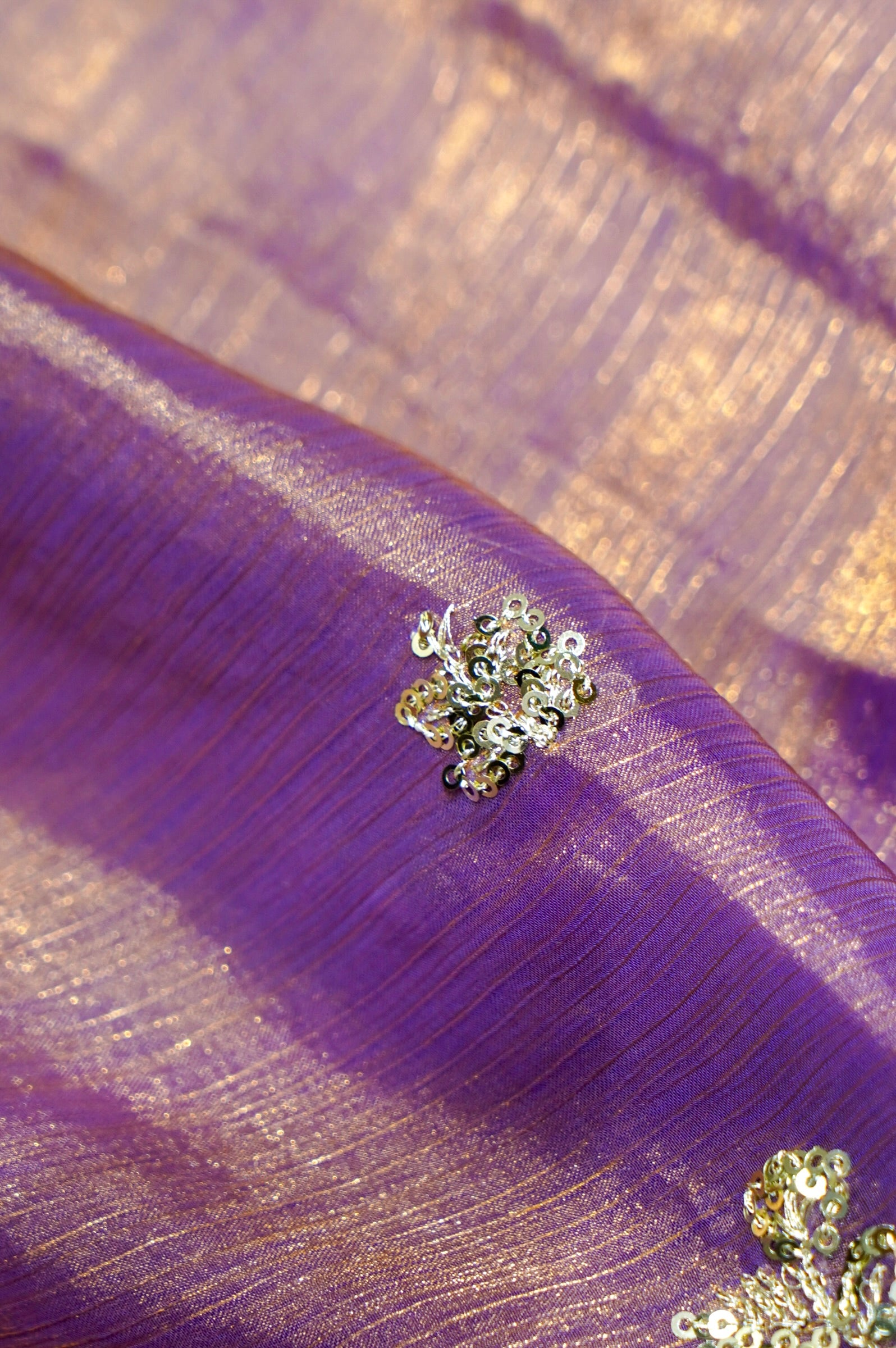 Lavender Purple Designer Chiffon Silk Saree with Sequin Embroidery