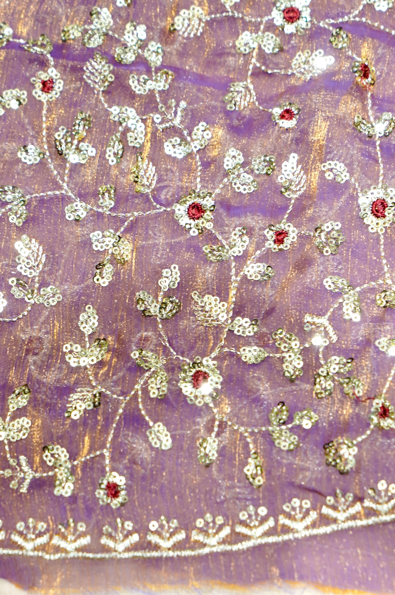 Lavender Purple Designer Chiffon Silk Saree with Sequin Embroidery