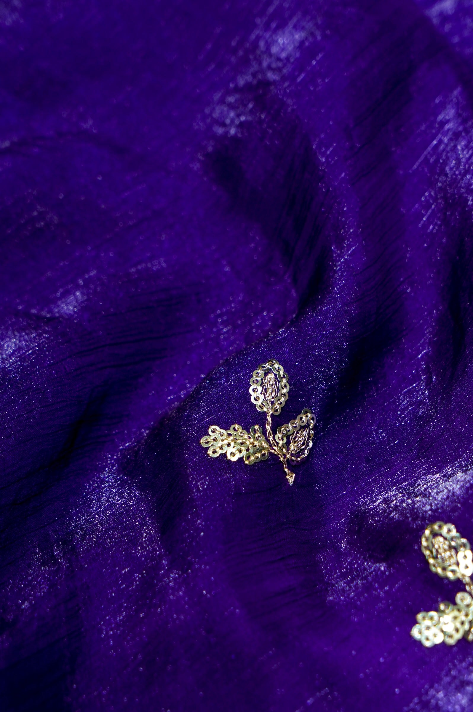 Imperial Violet Designer Chiffon Silk Saree with Sequin Embroidery