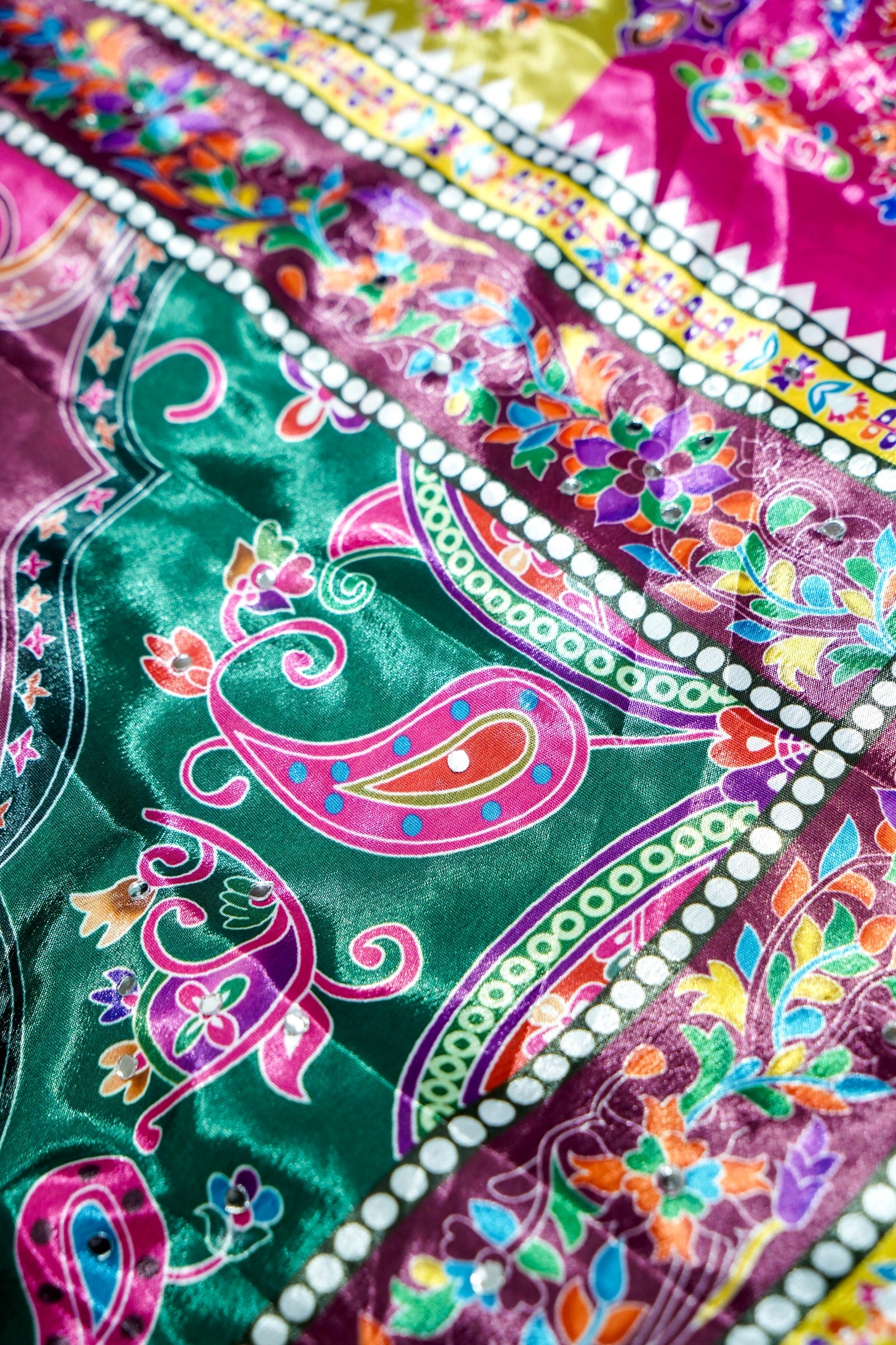 Berry Blossom Paisley Print Roman Silk Saree with Floral Border