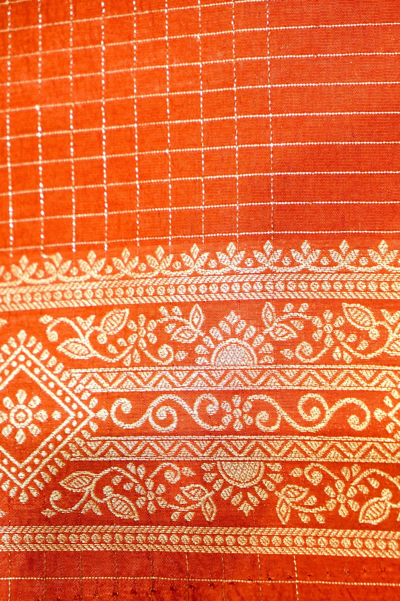 Wine Purple Dola Silk Saree with Rust Orange and Gold Zari Border