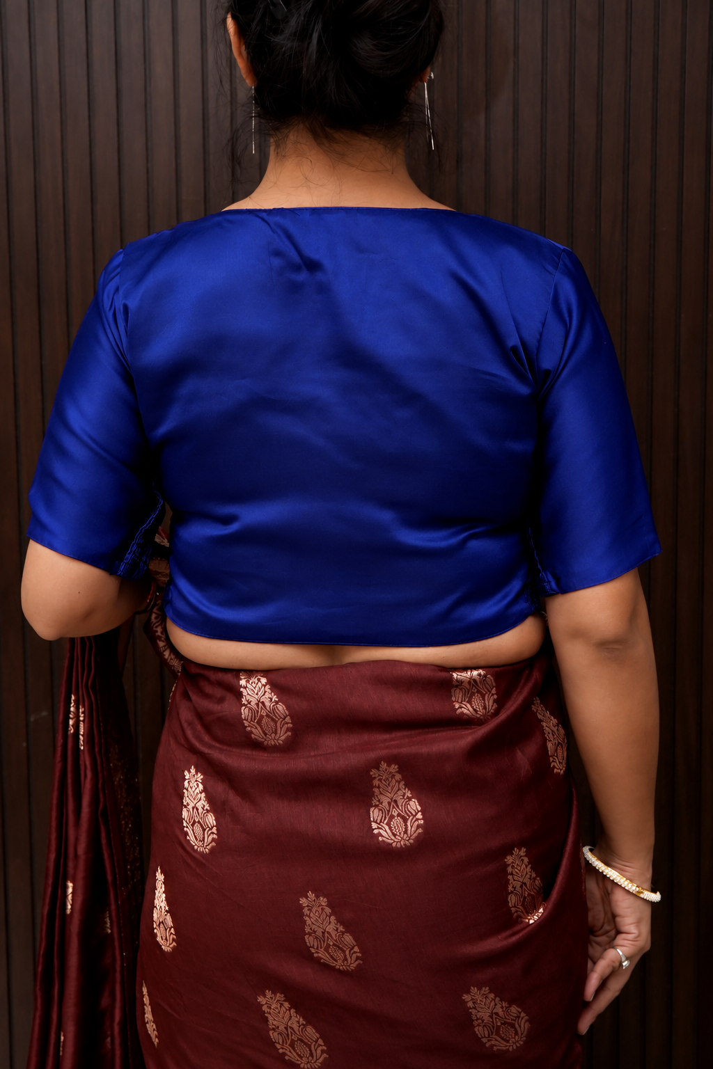 Soft V-Neck Stretchable Blouse in Royal Blue
