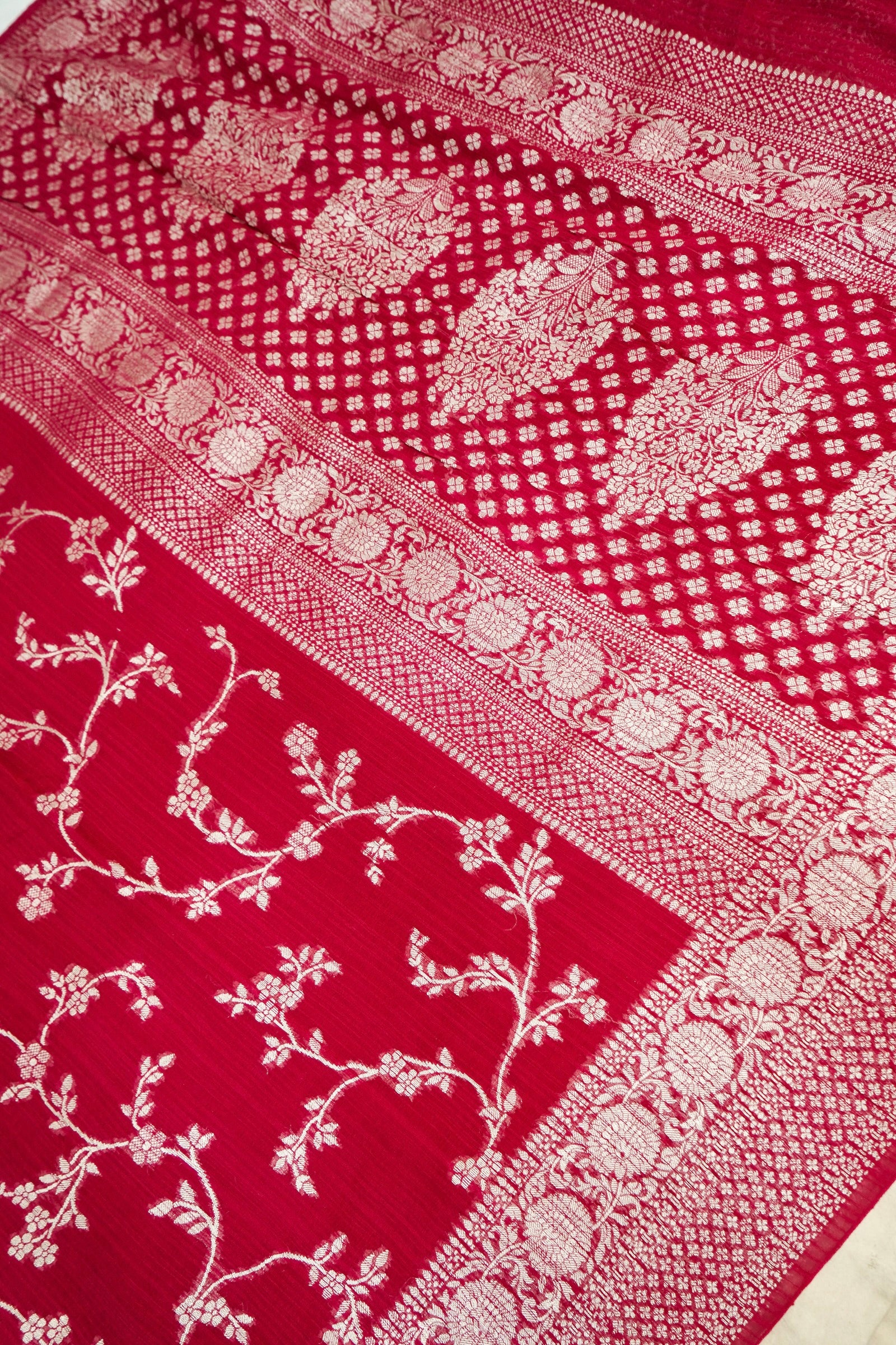 Rani Pink Pure Banarasi Tussar Munga Silk Saree