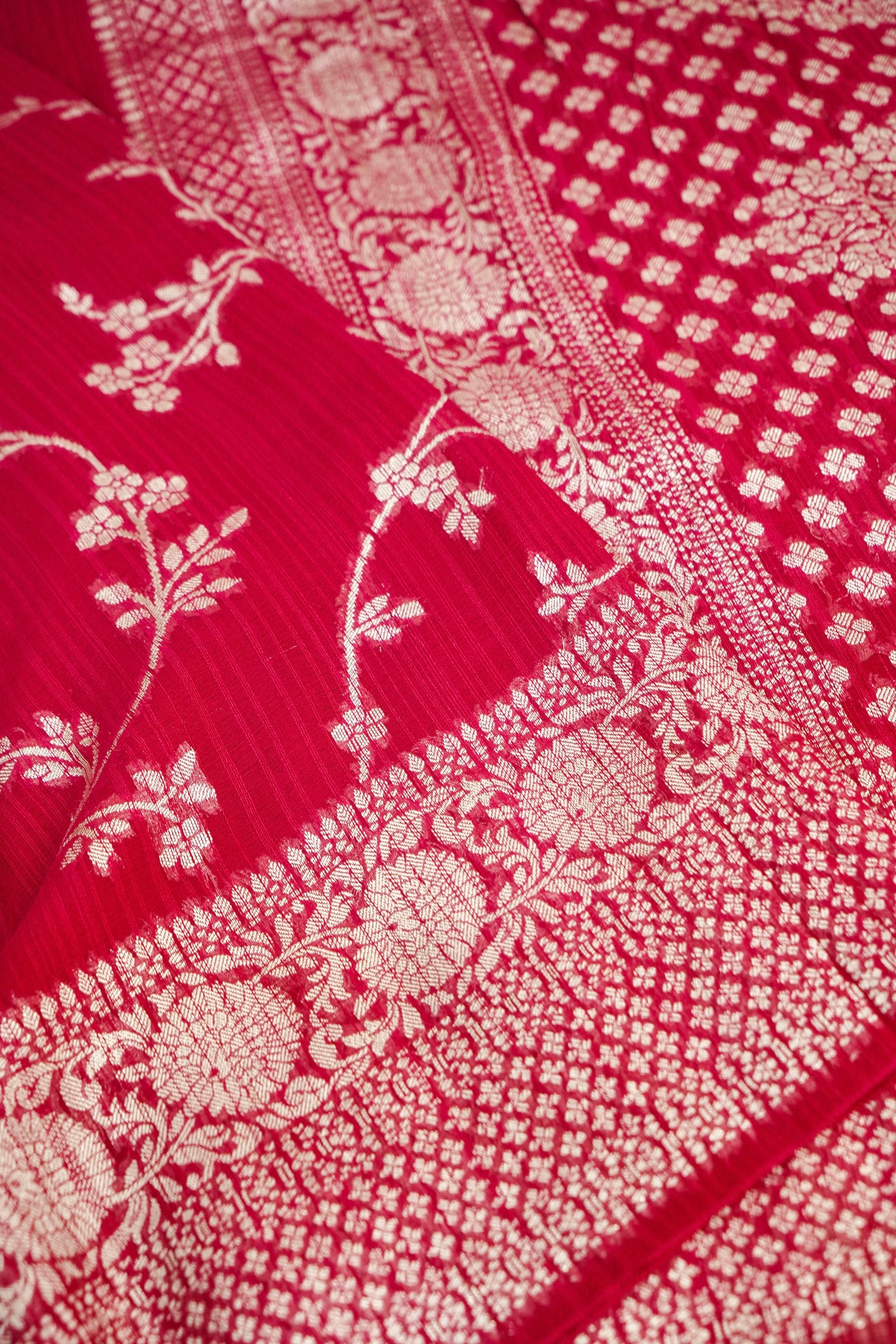 Rani Pink Pure Banarasi Tussar Munga Silk Saree
