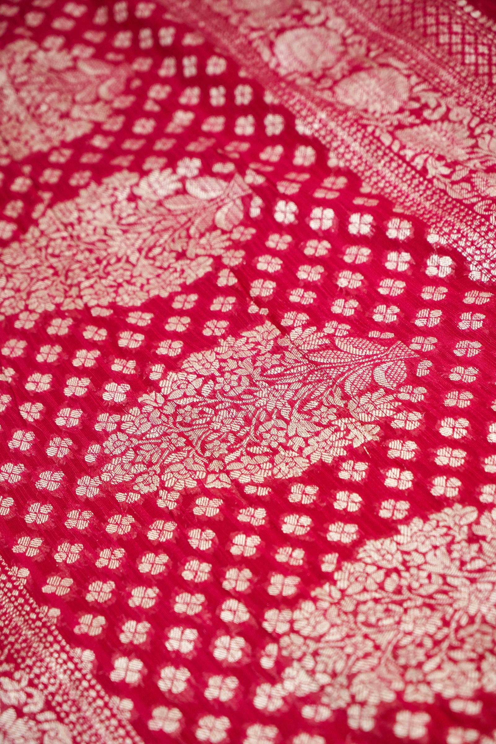 Rani Pink Pure Banarasi Tussar Munga Silk Saree