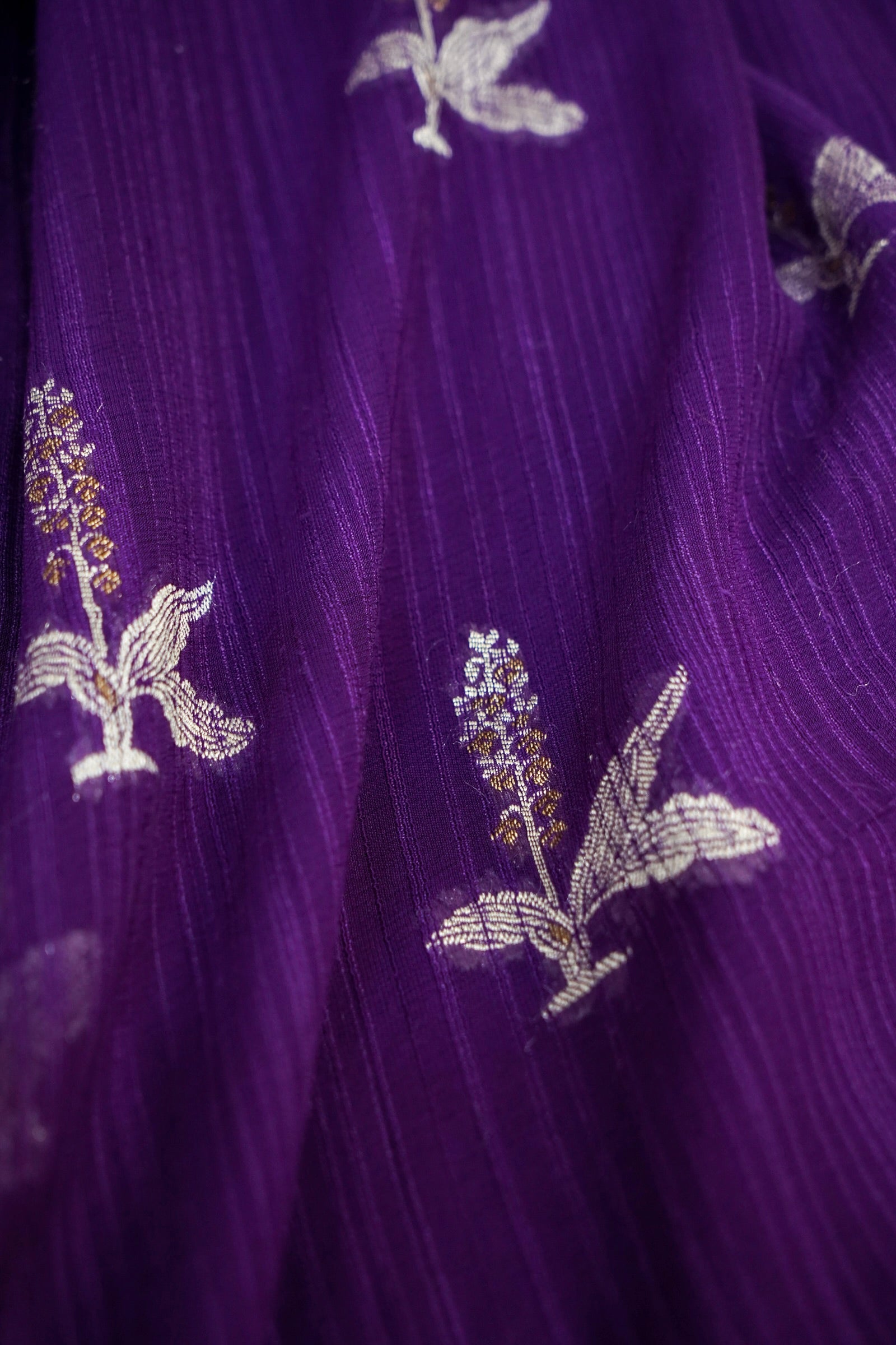 Royal Grape Purple Banarasi Tussar Munga Silk Saree