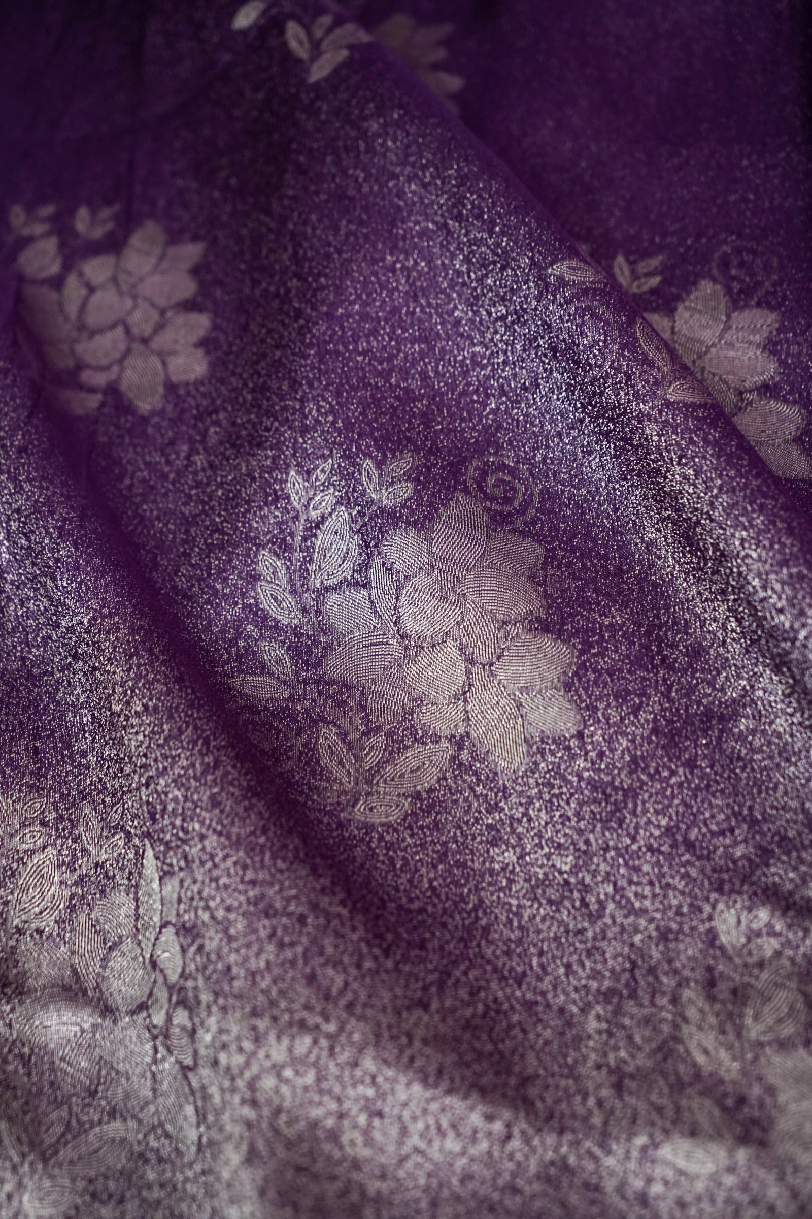 Shimmering Plum Purple Tissue Katan Silk Saree