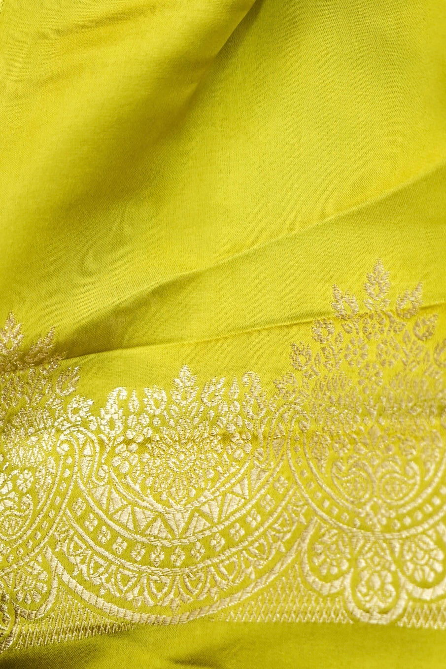 Lime Yellow Tissue Katan Silk Saree