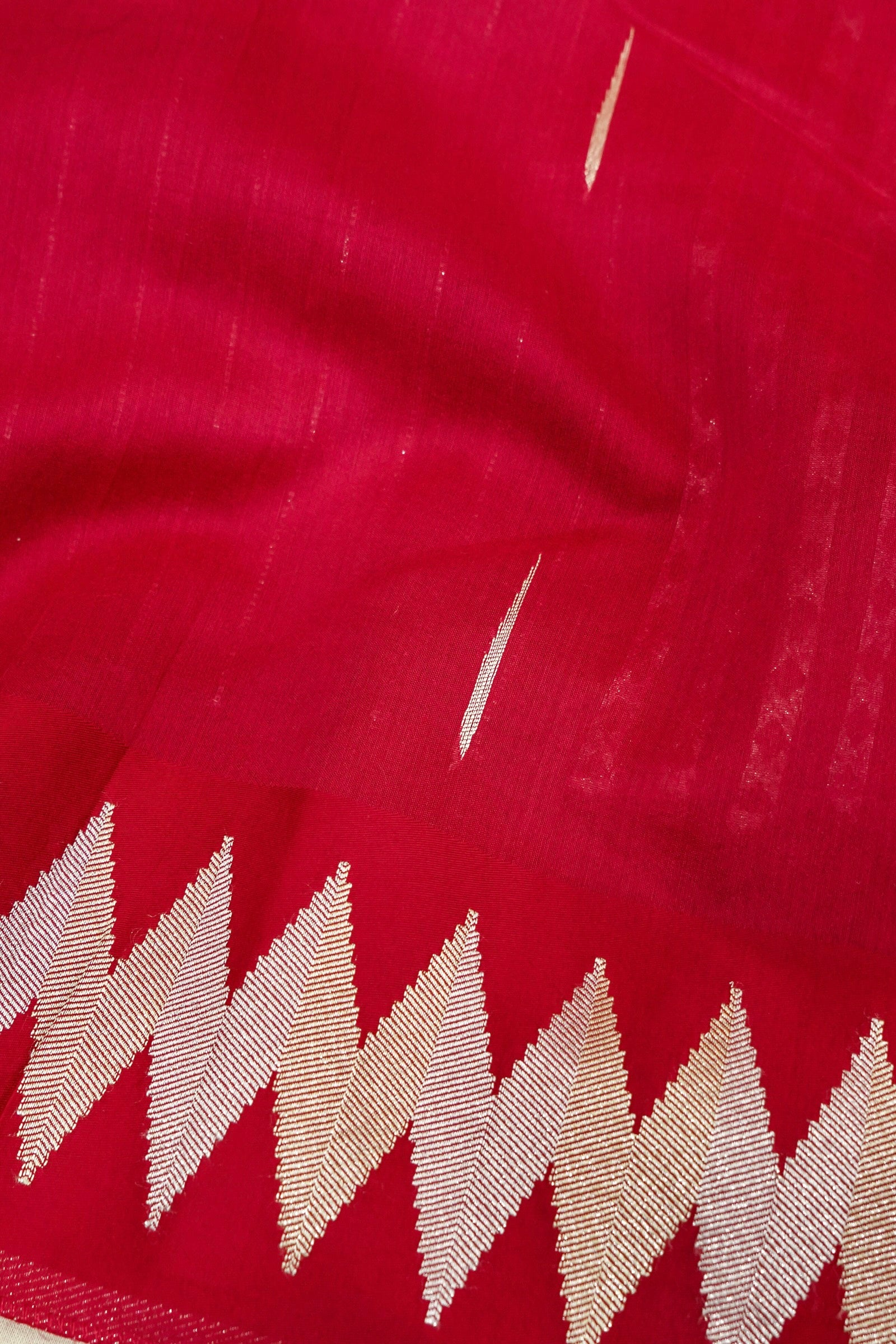 Hot Red Mul Cotton Banarasi Saree