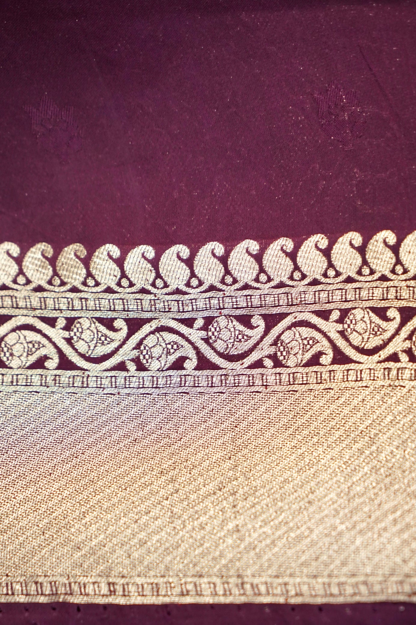 Deep Aubergine Purple Crepe Silk Saree