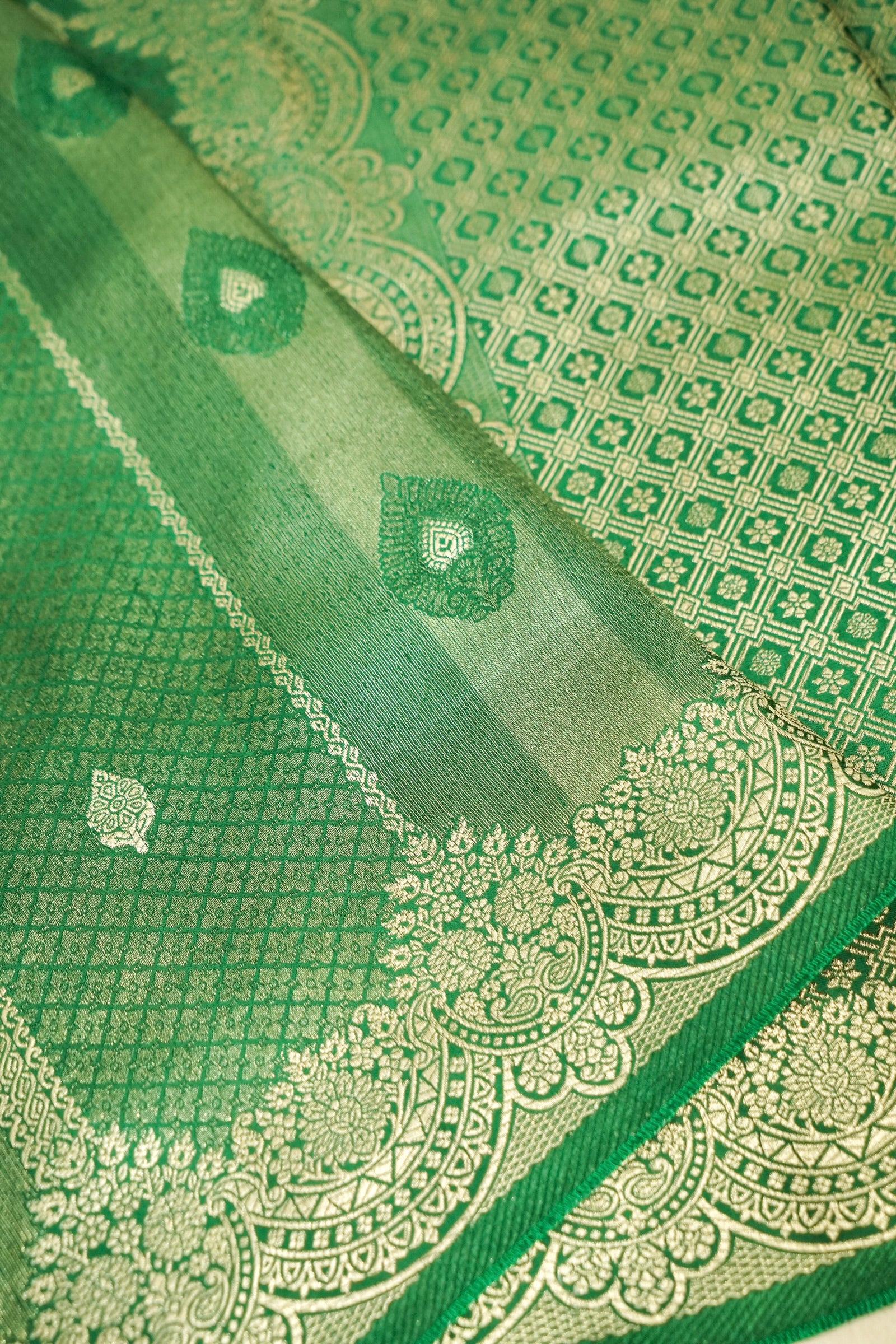 Mehendi Green Tissue Katan Silk Saree