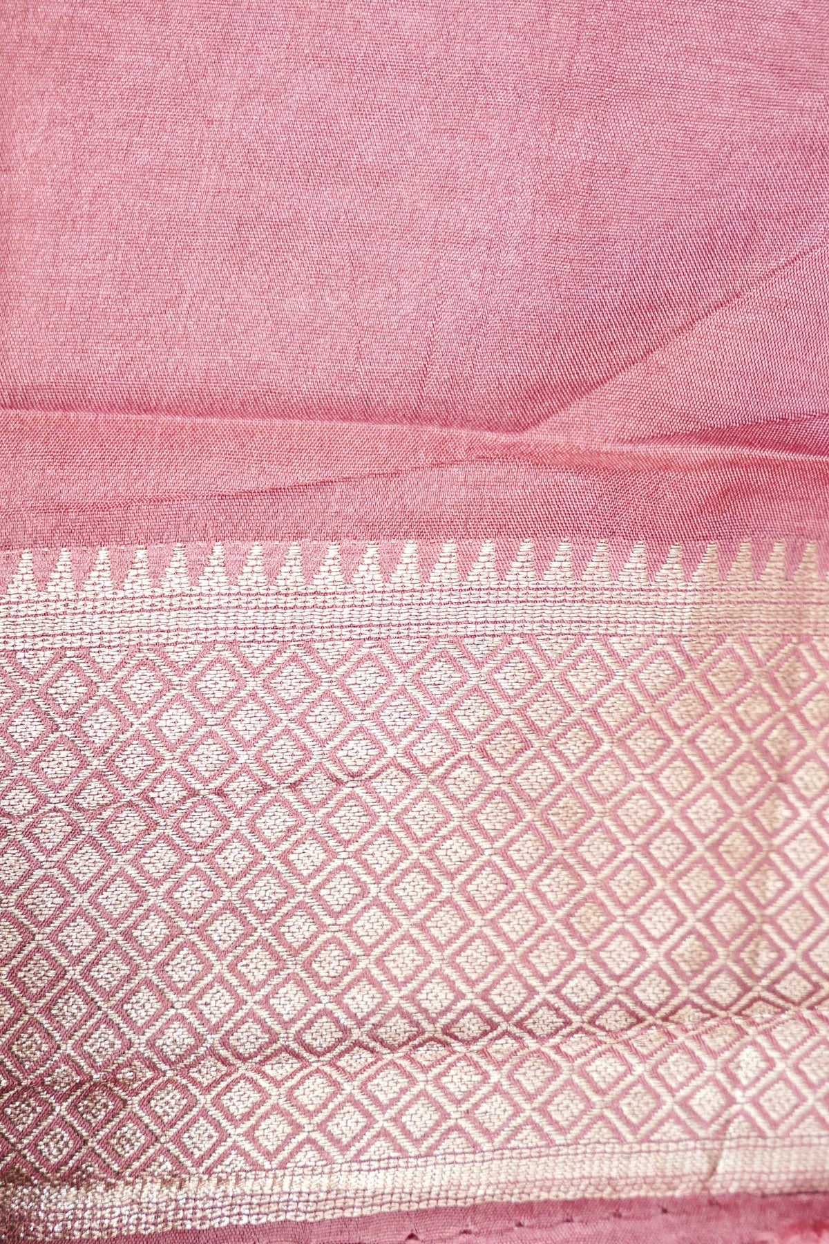Dark Chocolate Brown Dupion Silk Saree with Blush Pink Floral Zari Border