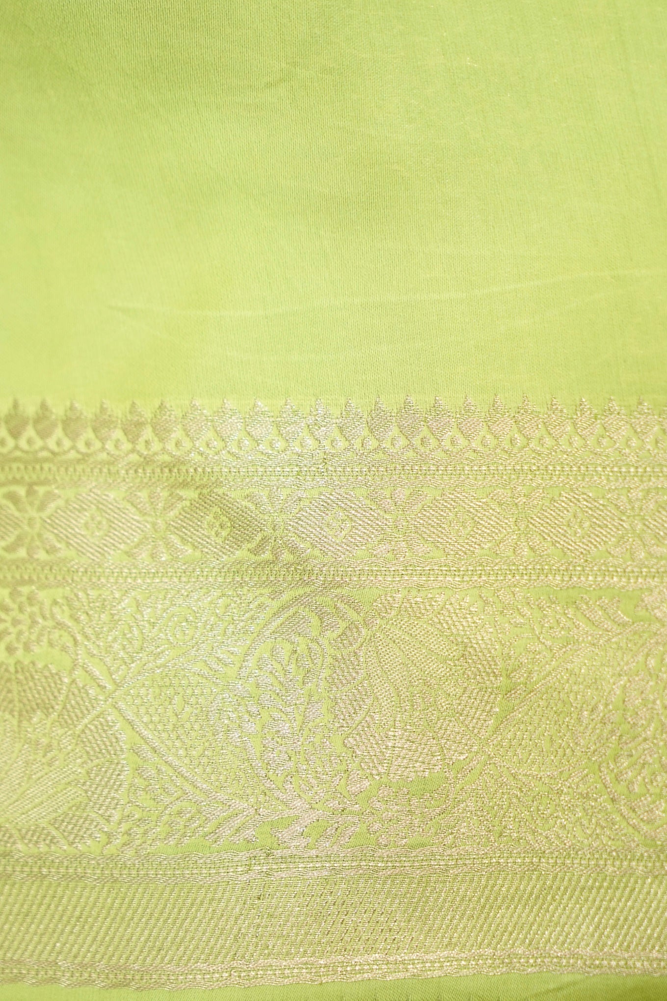 Pastel Pistachio Green Mashru Silk Saree with Gold Zari Border
