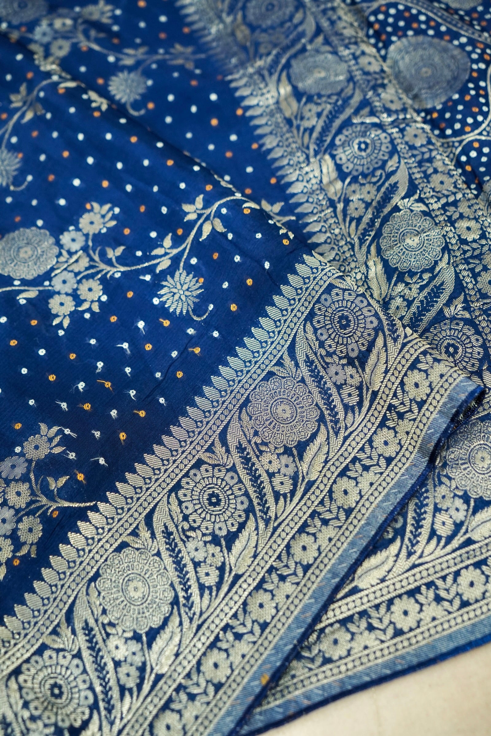 Midnight Navy Blue Banarasi Georgette Saree