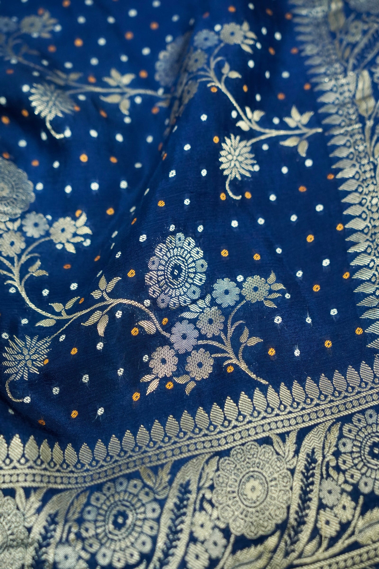 Midnight Navy Blue Banarasi Georgette Saree