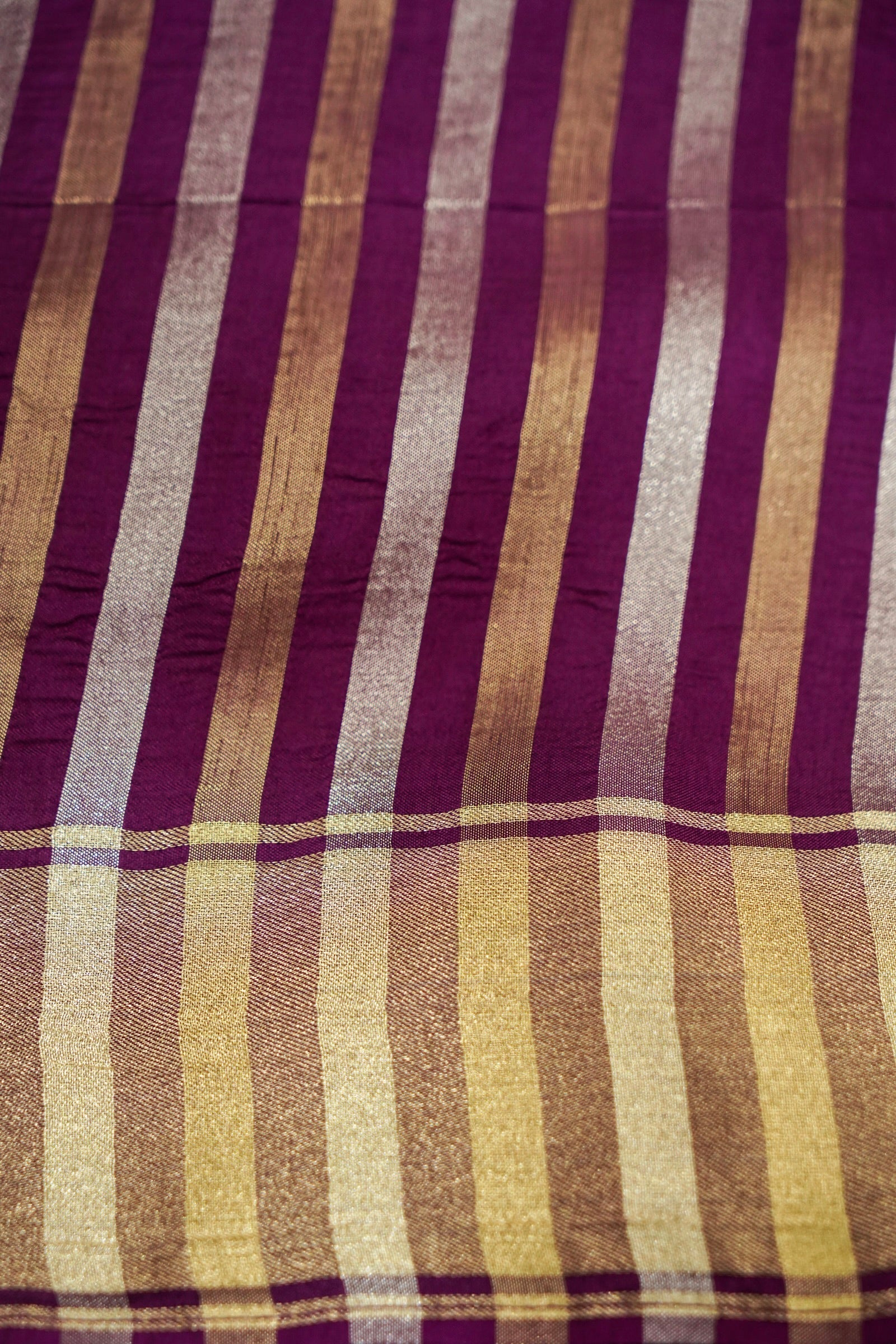 Royal Plum Purple Dola Silk Banarasi Saree with Champagne Gold Zari
