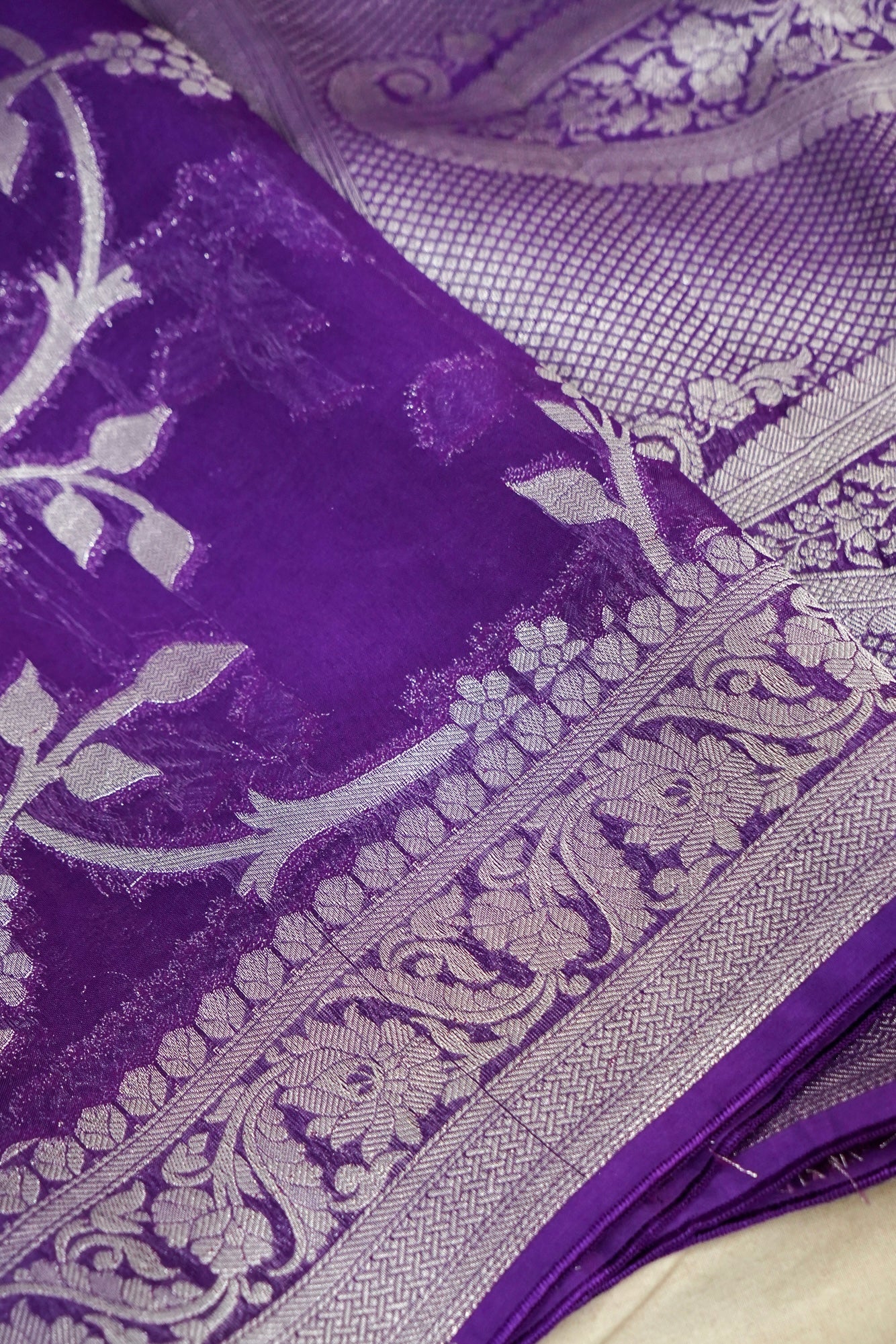 Royal Purple Pure Banarasi Tussar Munga Silk Saree
