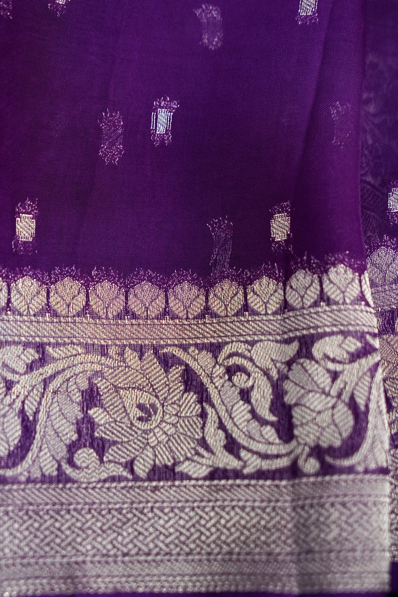Royal Purple Pure Banarasi Tussar Munga Silk Saree