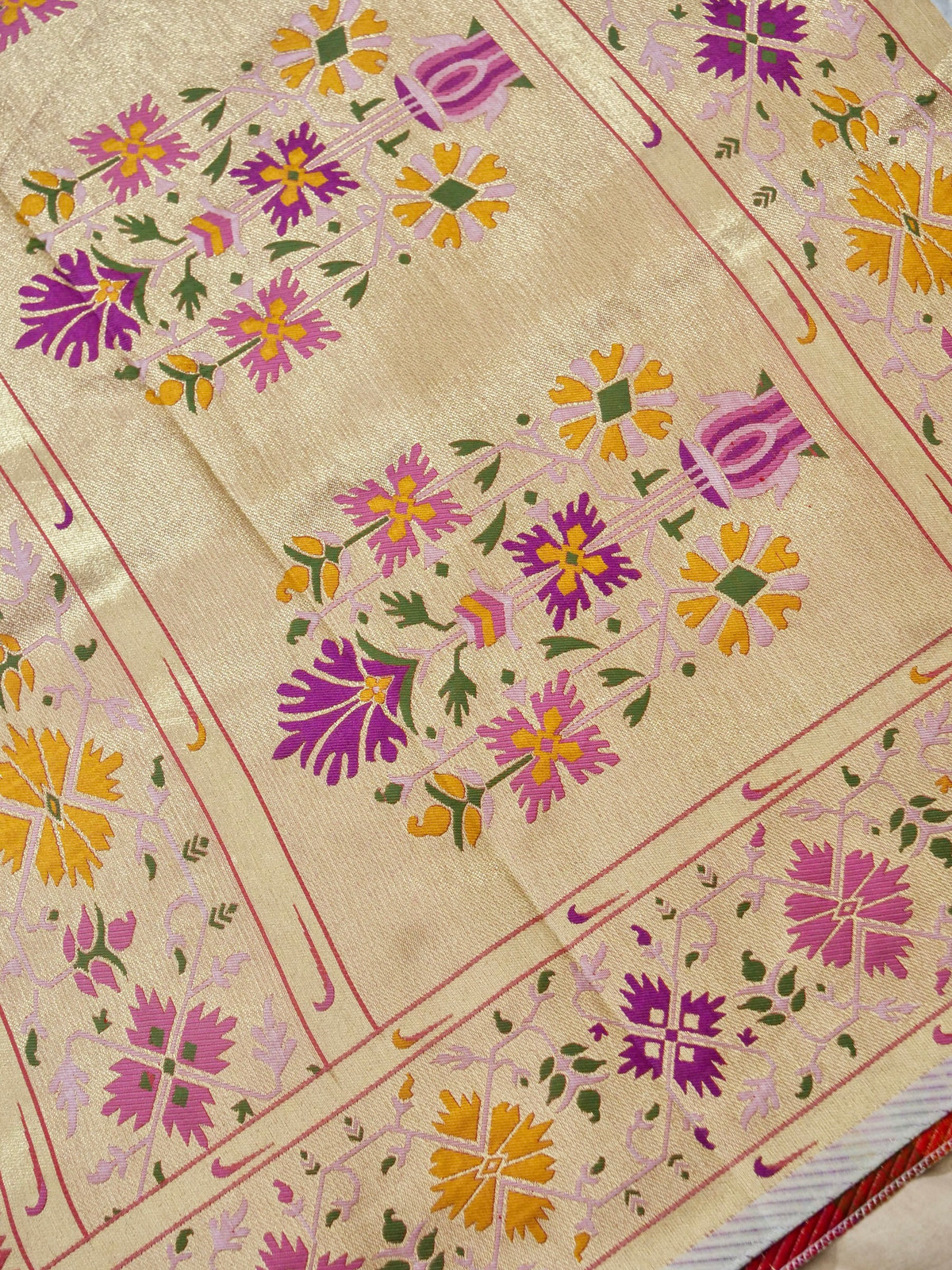 Durga Pooja Special - Ivory Banarasi Silk Saree