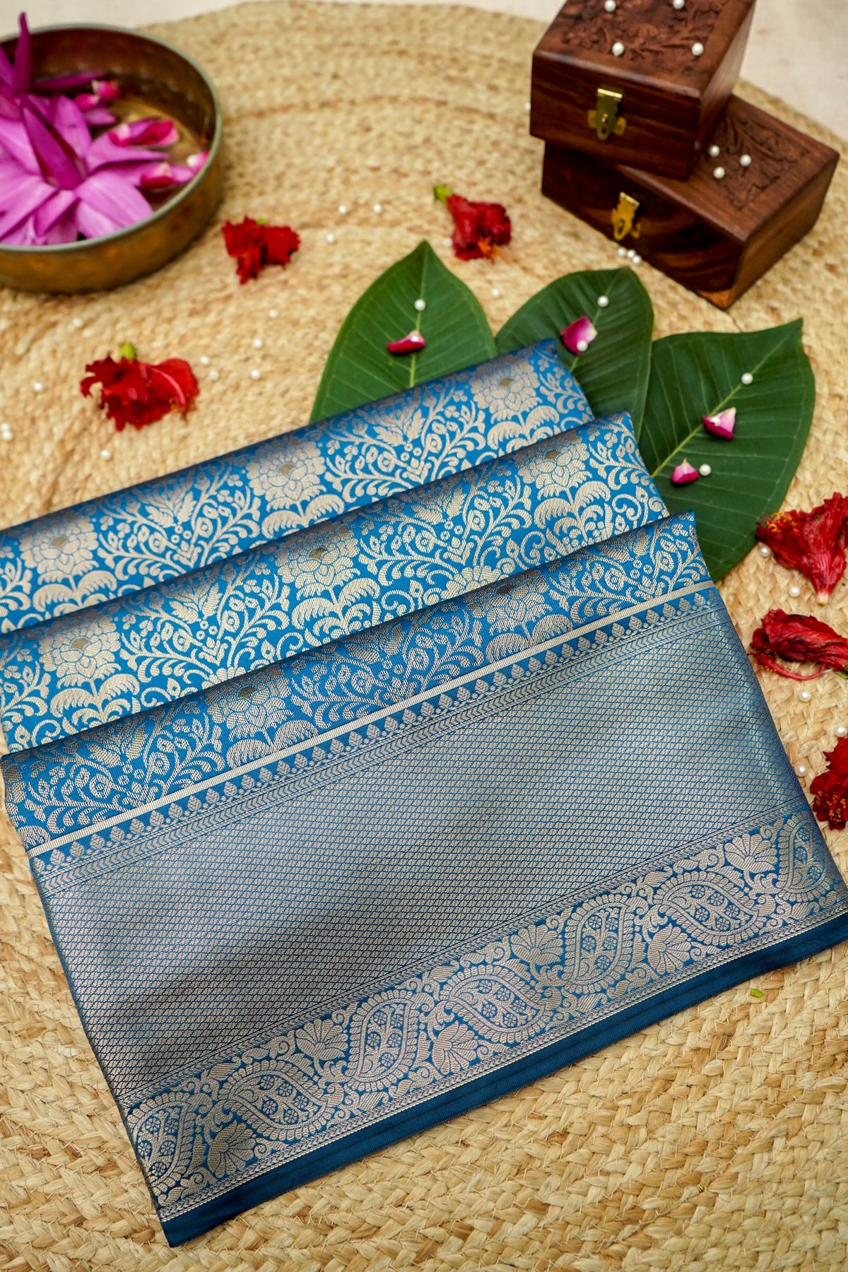 Suvarna - Royal Blue Dharmavaram Tissue Silk Saree