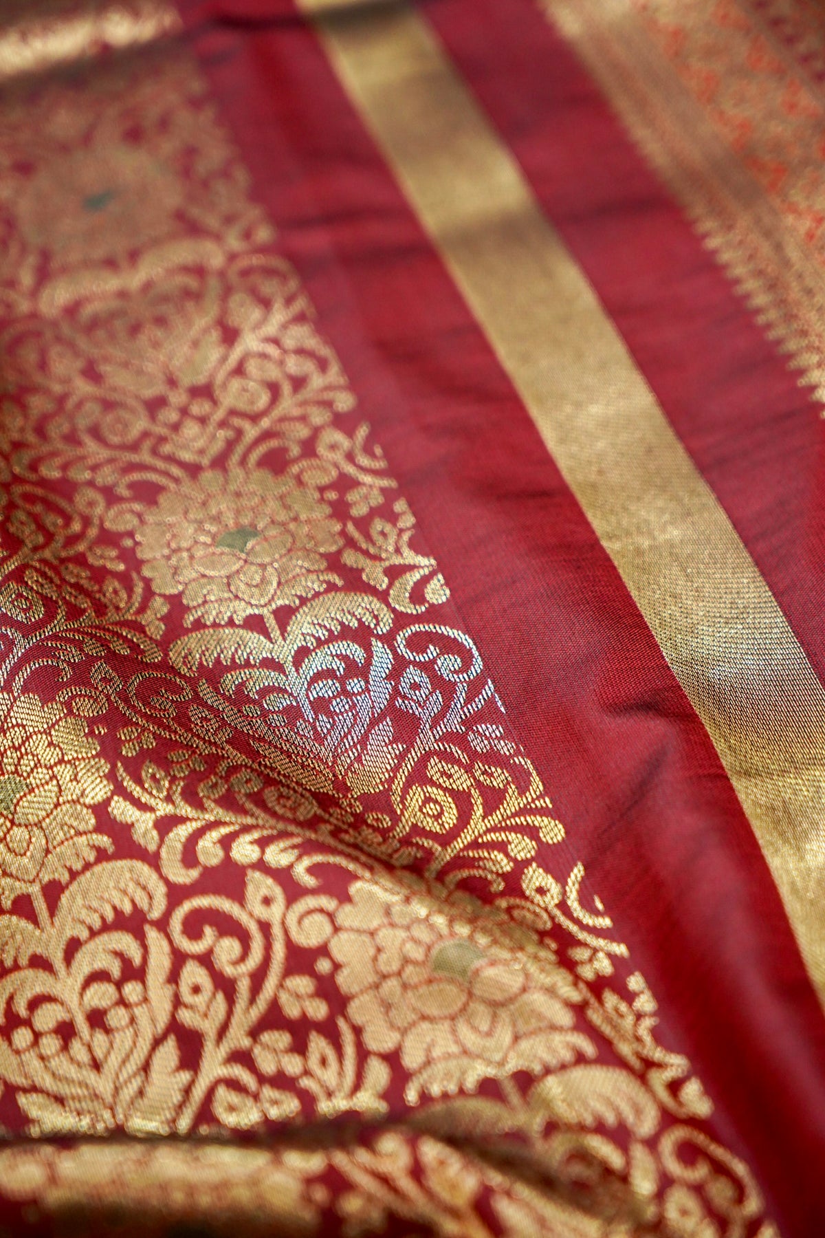 Suvarna - Maroon Red Dharmavaram Tissue Silk Saree