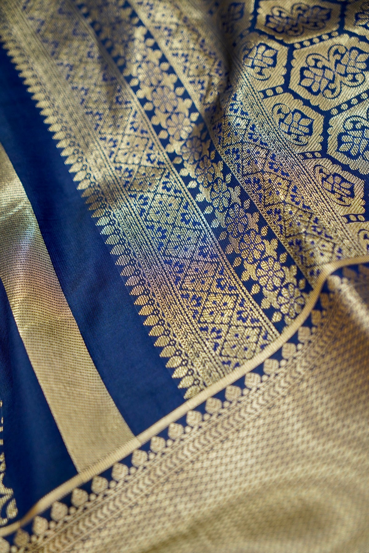 Suvarna - Navy Blue Dharmavaram Tissue Silk Saree