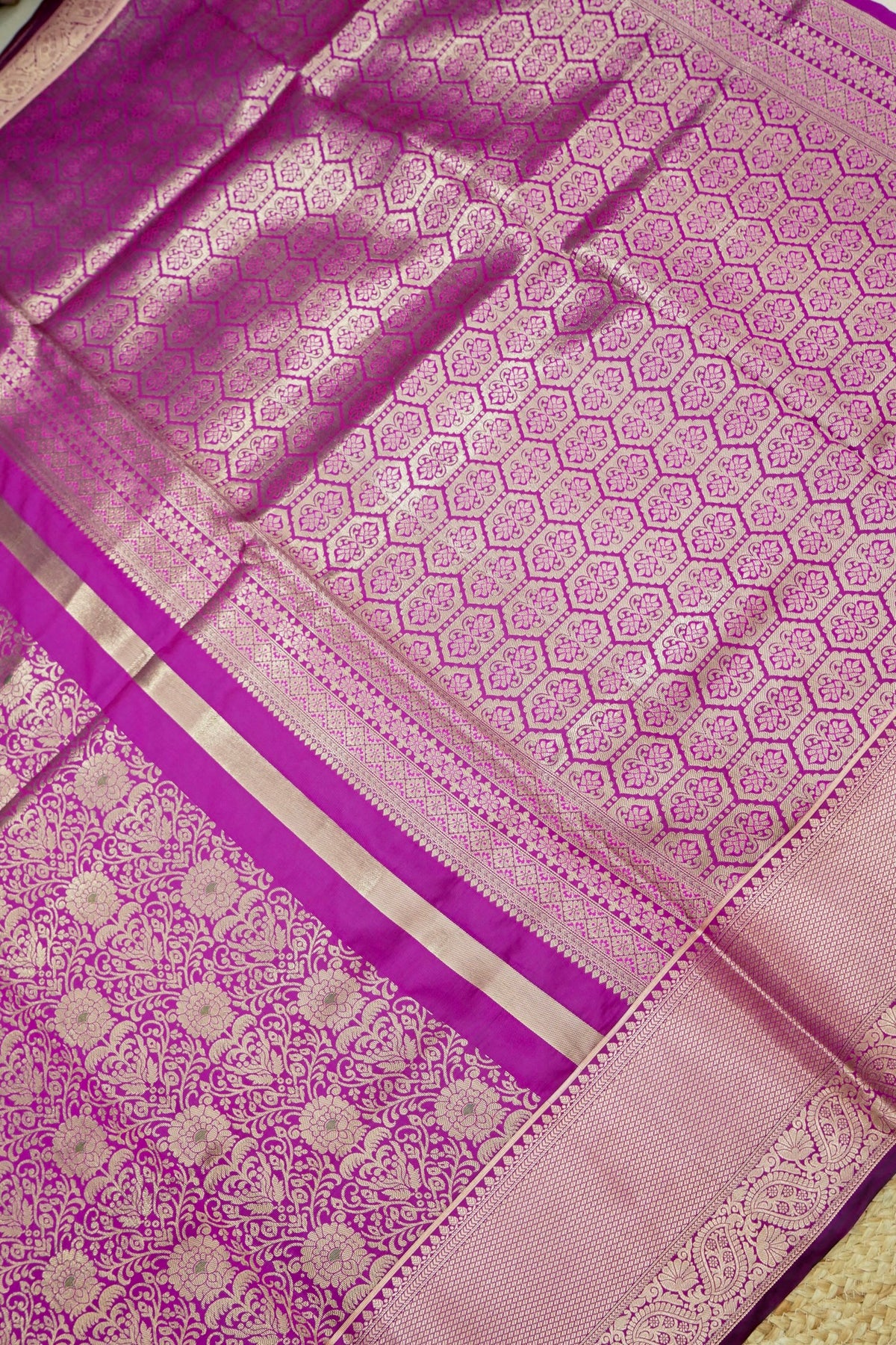 Suvarna - Magenta Pink Dharmavaram Tissue Silk Saree