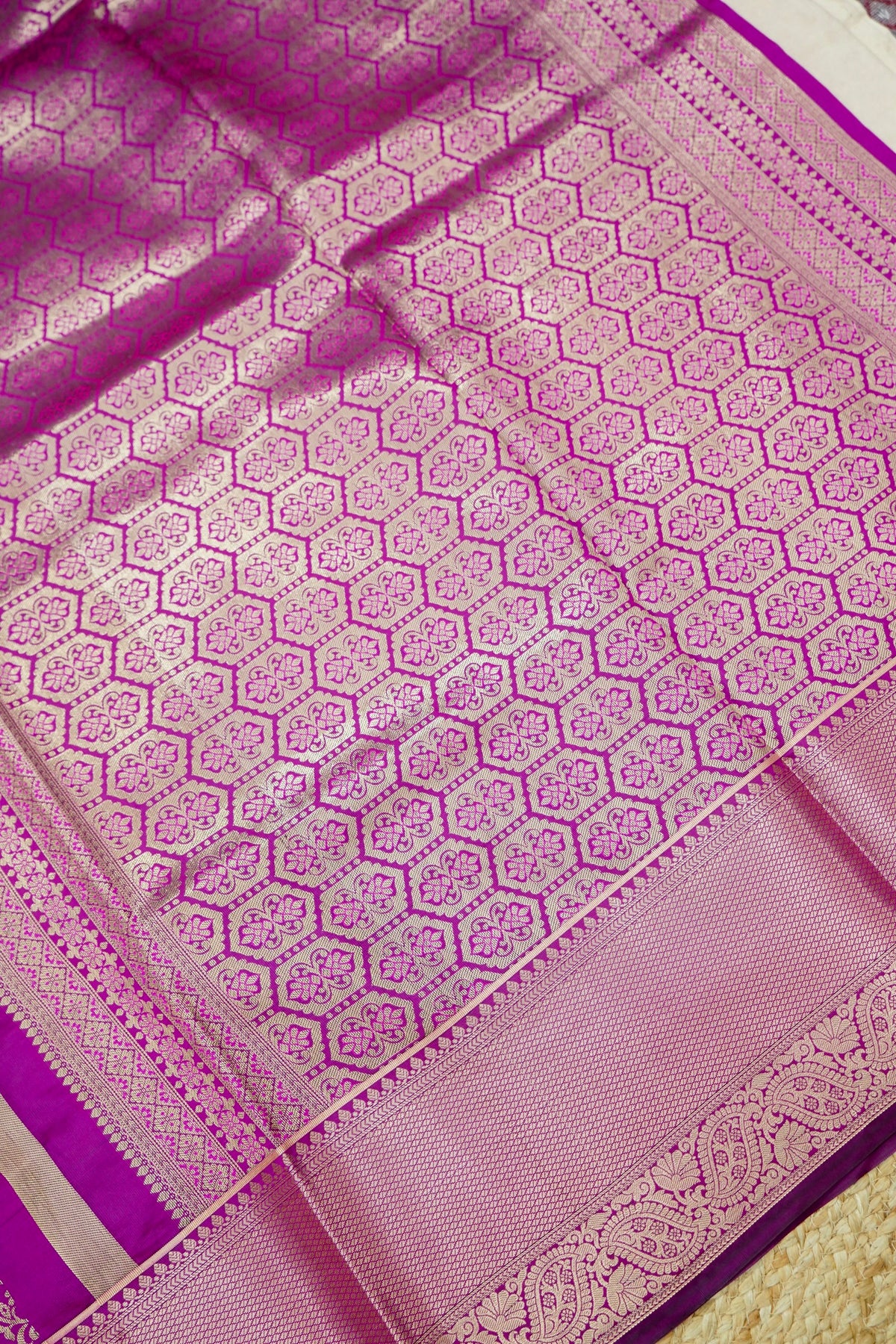Suvarna - Magenta Pink Dharmavaram Tissue Silk Saree