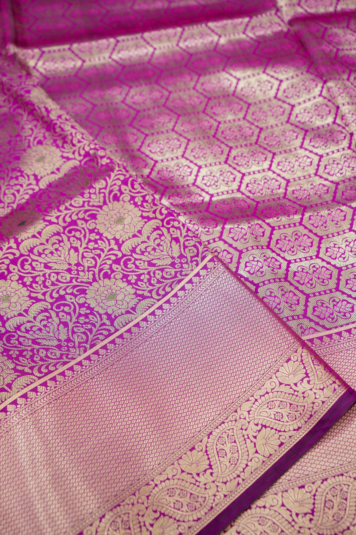 Suvarna - Magenta Pink Dharmavaram Tissue Silk Saree
