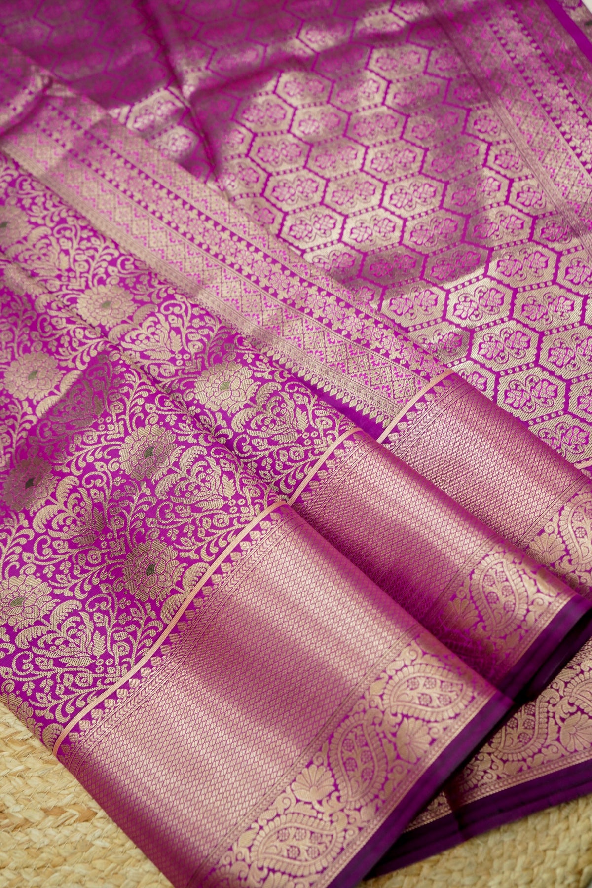 Suvarna - Magenta Pink Dharmavaram Tissue Silk Saree
