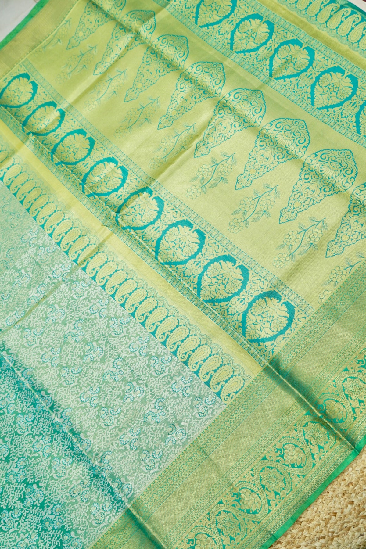 Suvarna - Mint Green Dharmavaram Tissue Silk Saree