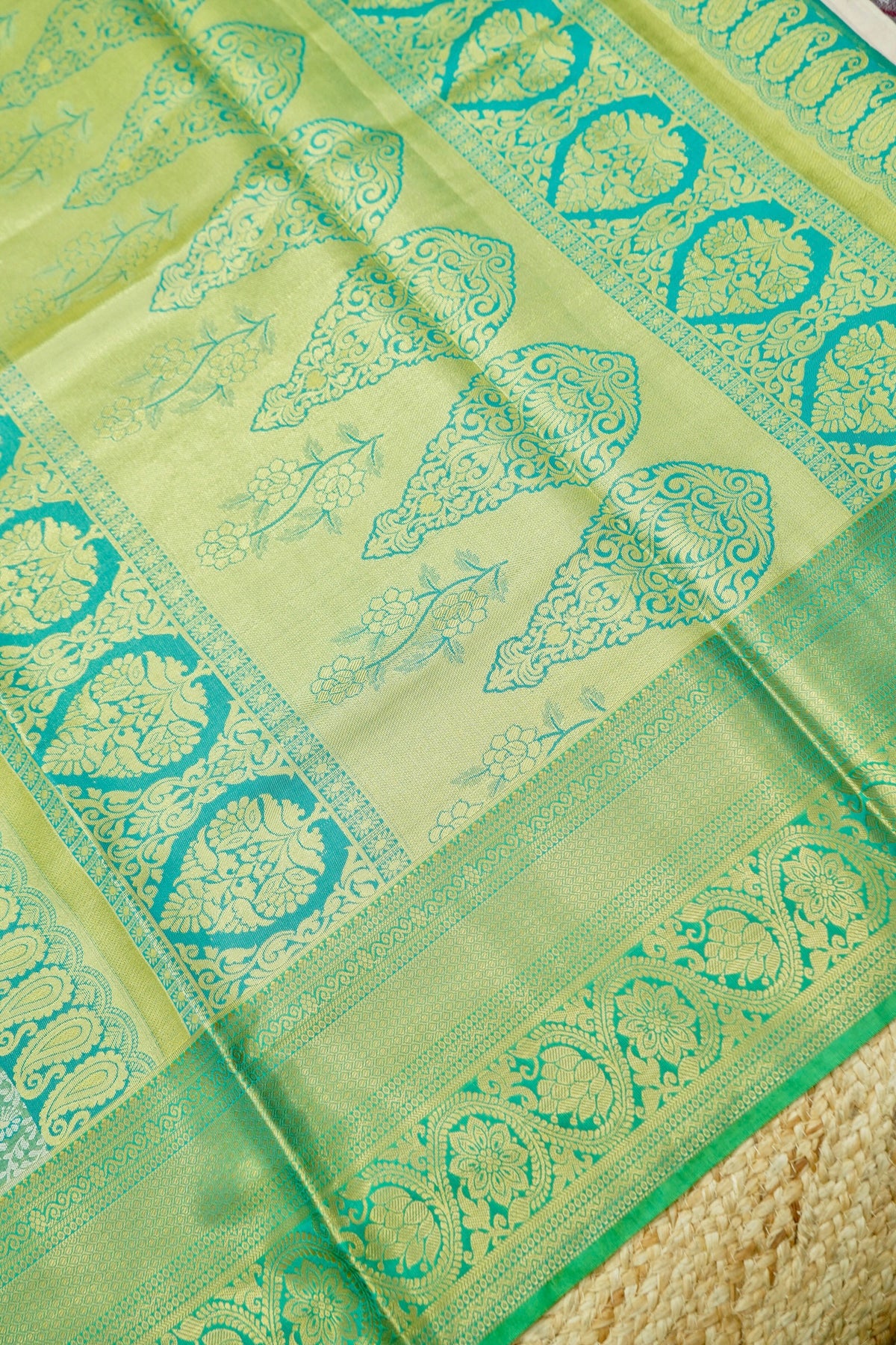 Suvarna - Mint Green Dharmavaram Tissue Silk Saree