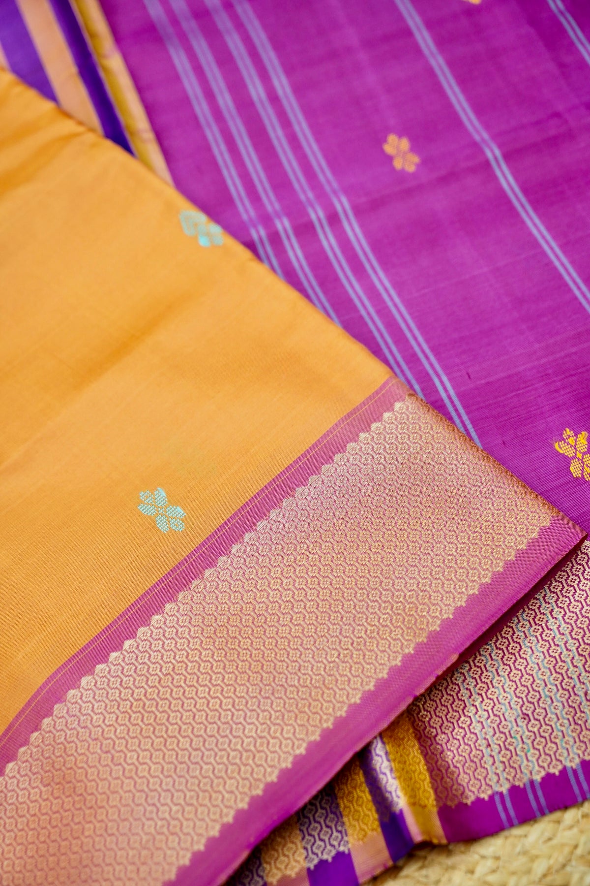Suvarna - Apricot Orange Maheshwari Silk Saree
