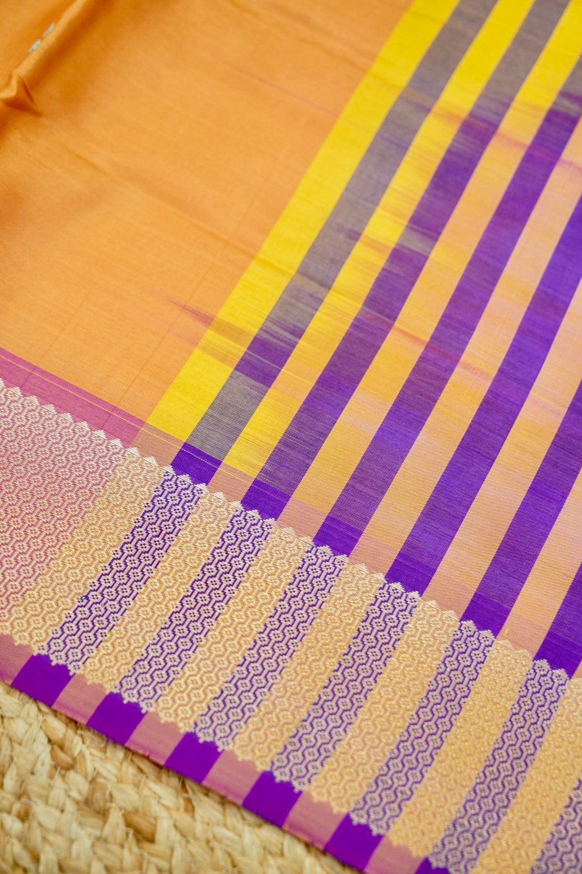 Suvarna - Apricot Orange Maheshwari Silk Saree
