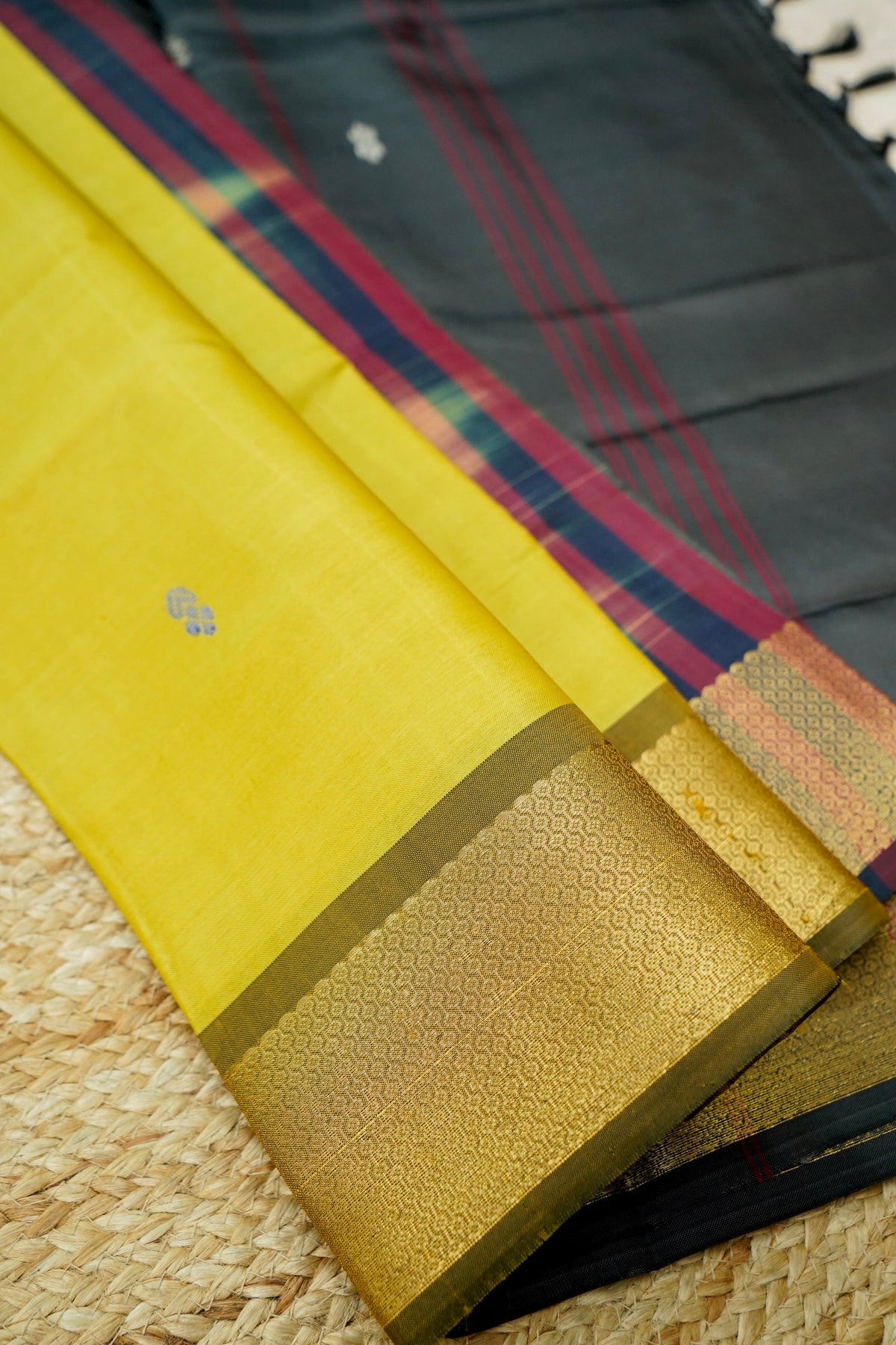 Suvarna - Mustard Yellow Maheshwari Silk Saree