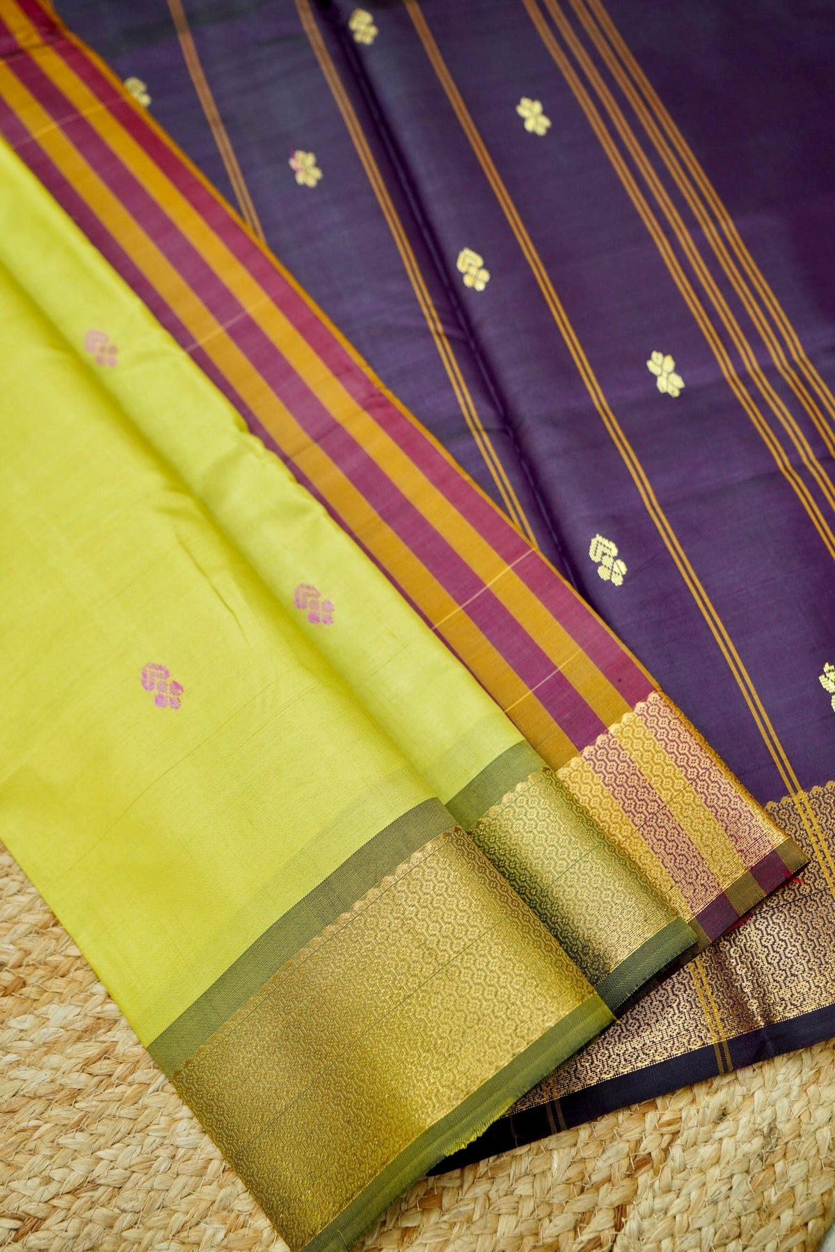 Suvarna - Lime Yellow Maheshwari Silk Saree