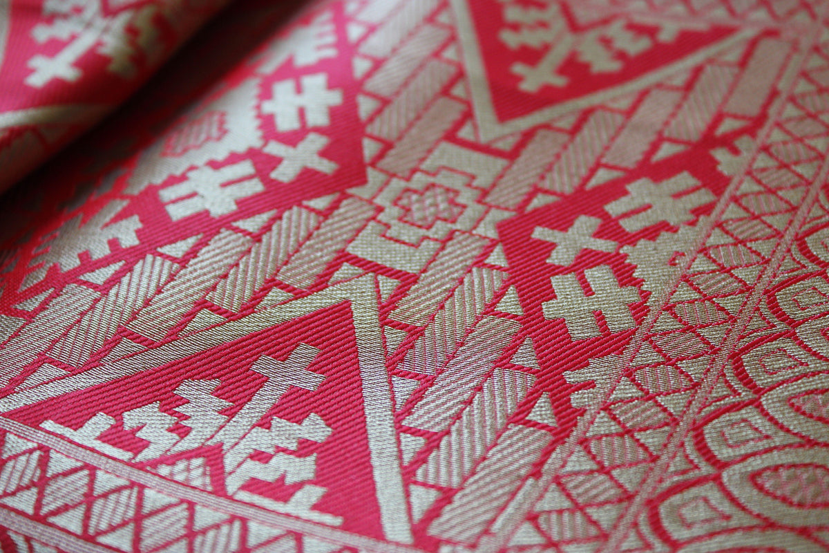 Banarasi Silk Royal Red Dupatta with luxurious floral prints