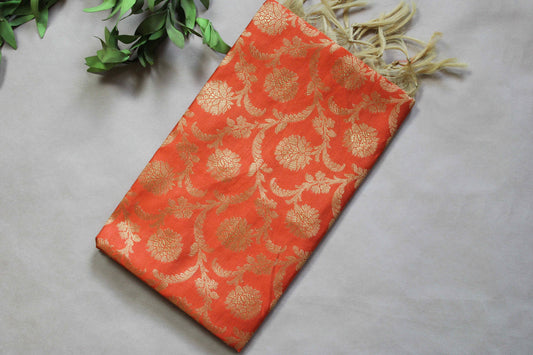 Banarasi Orange Silk Dupatta with gold weaving