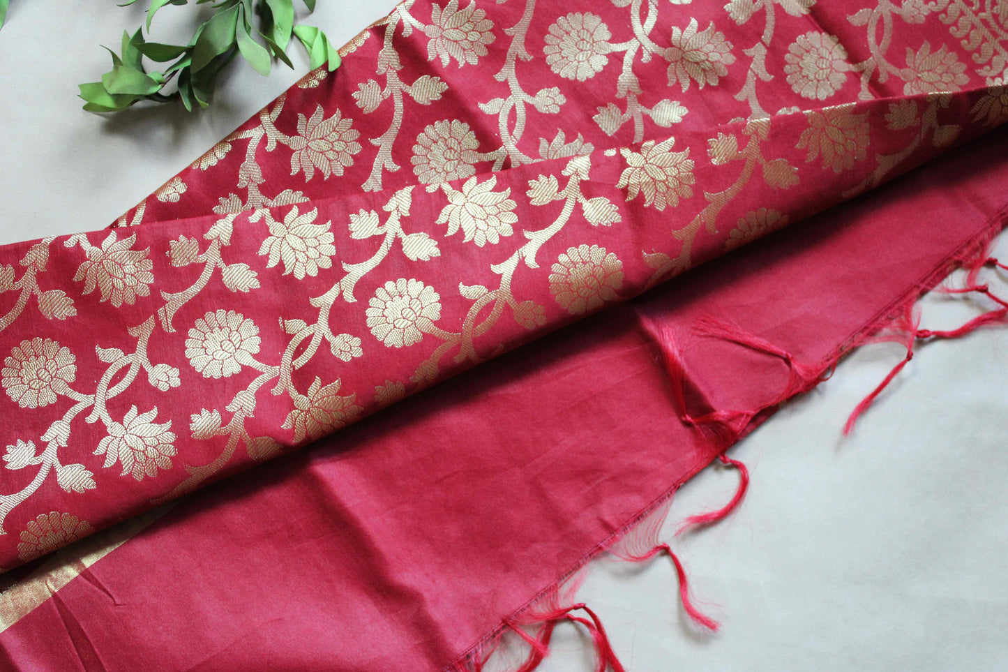 Banarasi Brown Silk Dupatta with gold weaving