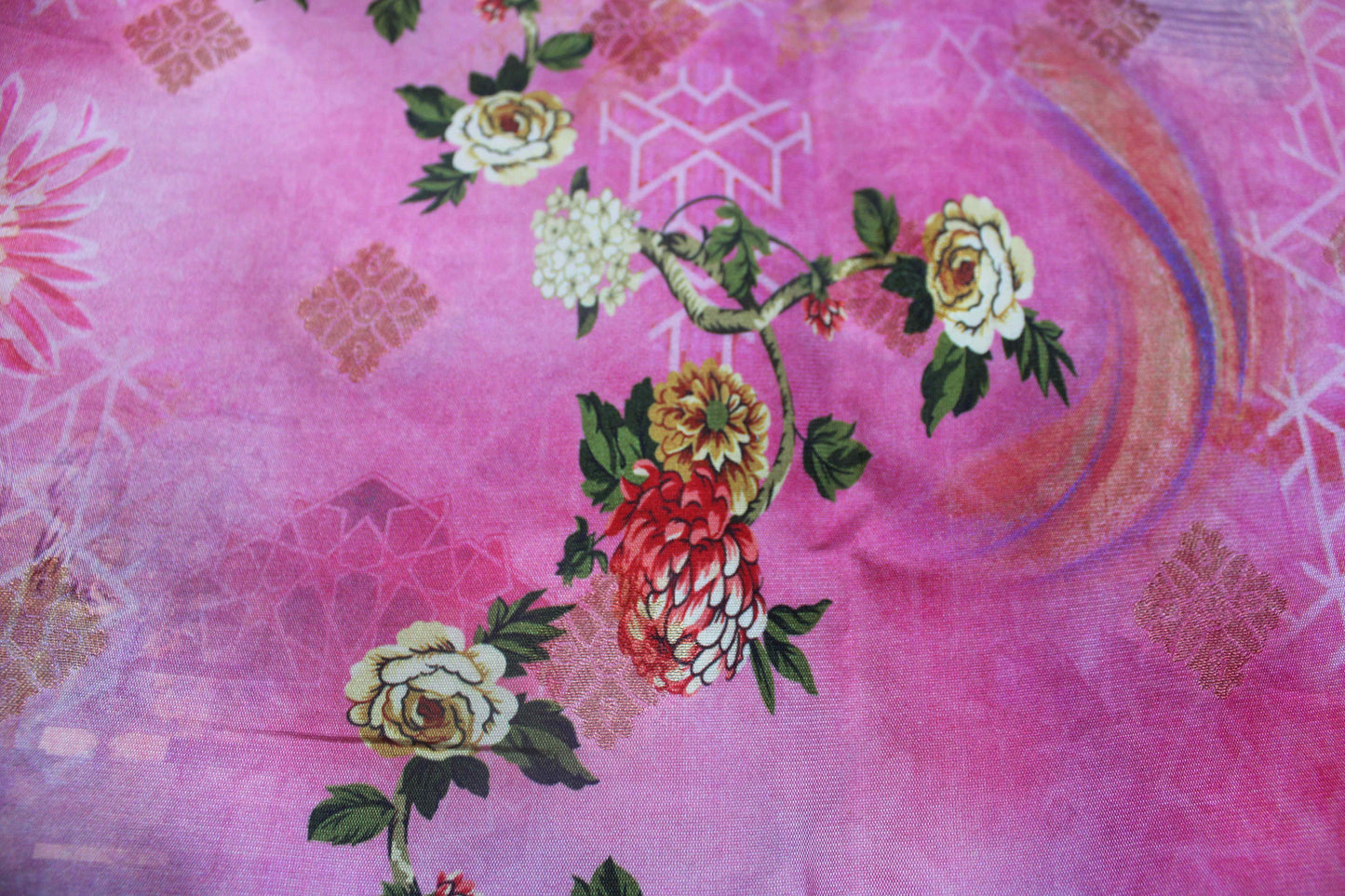 Banarasi Pink Silk Dupatta with Floral Prints